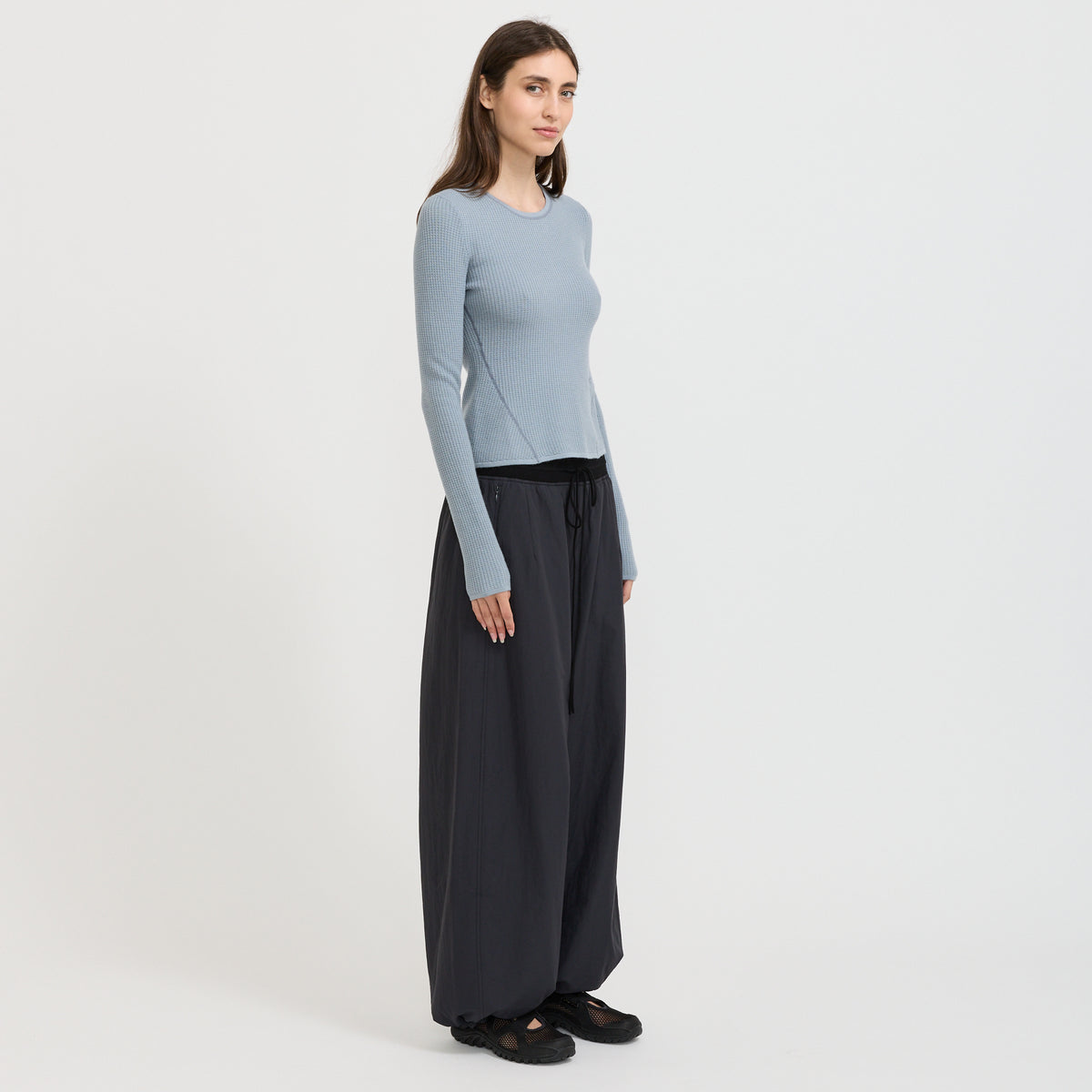 Rhythm Wool Waffle Fitted Tee Blue
