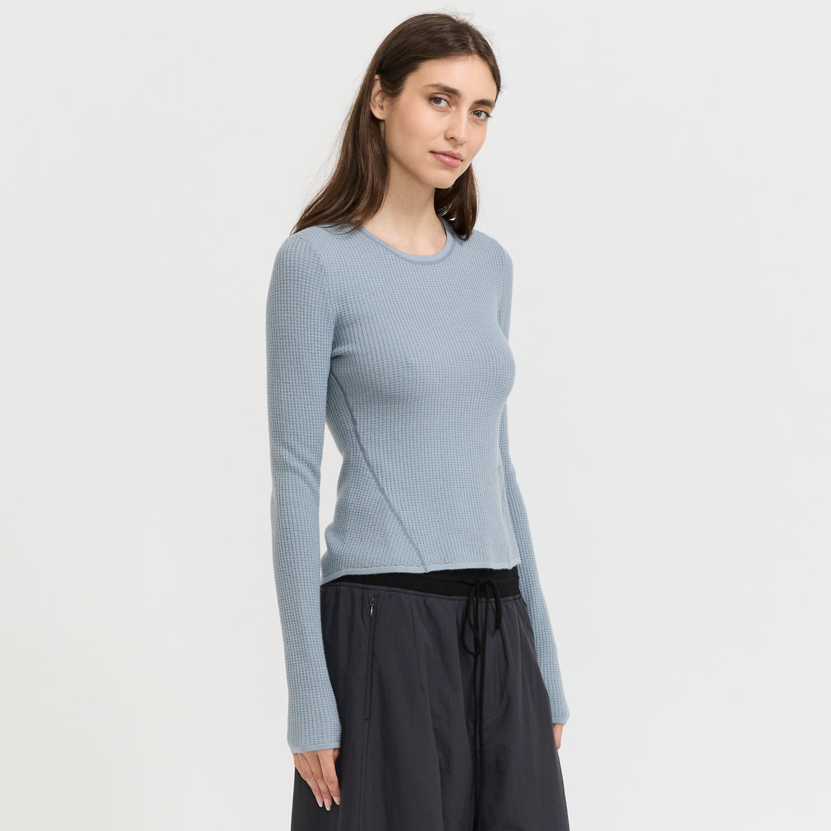 Rhythm Wool Waffle Fitted Tee Blue