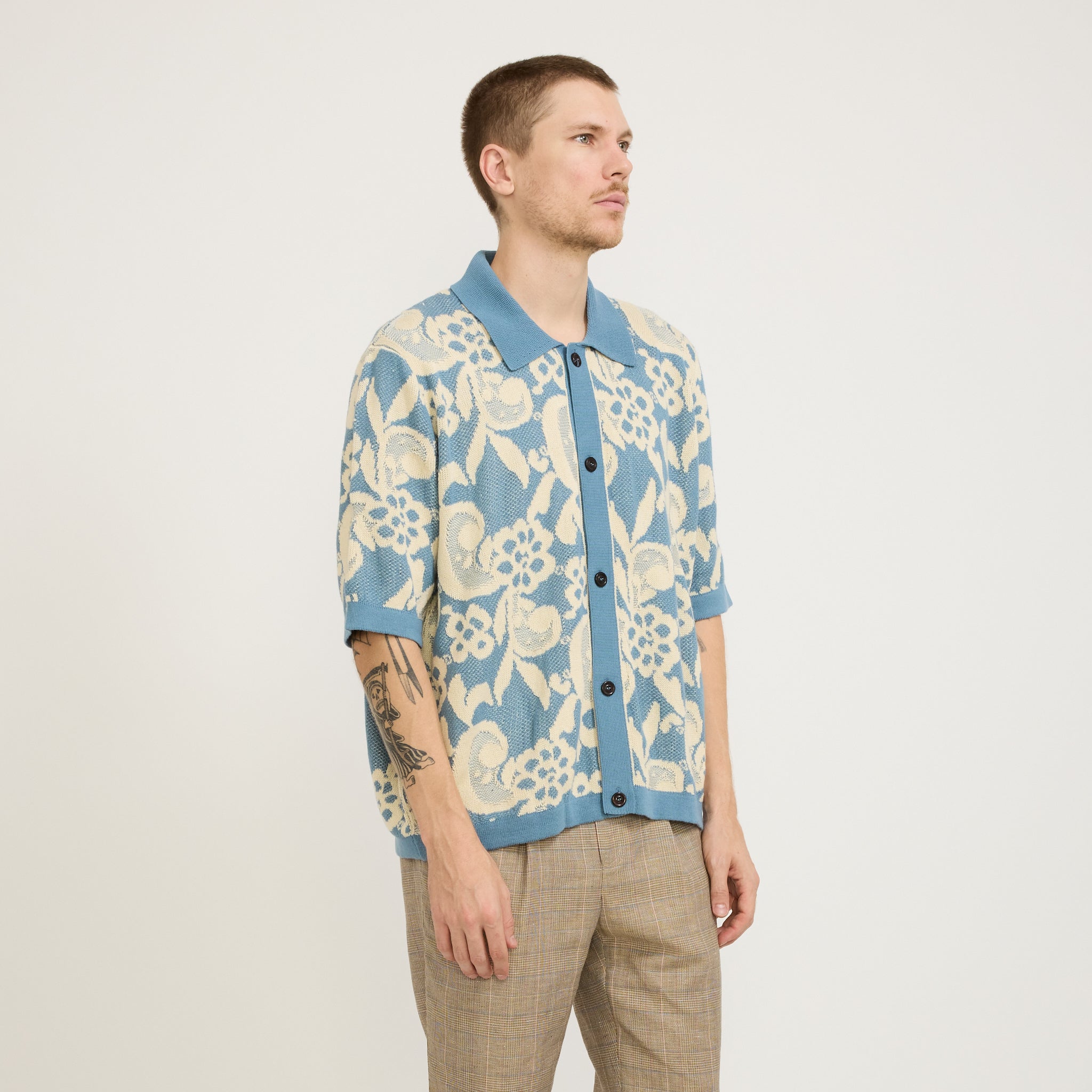 Corridor NYC | Floral Jacquard Buttondown Shirt Blue | Maplestore