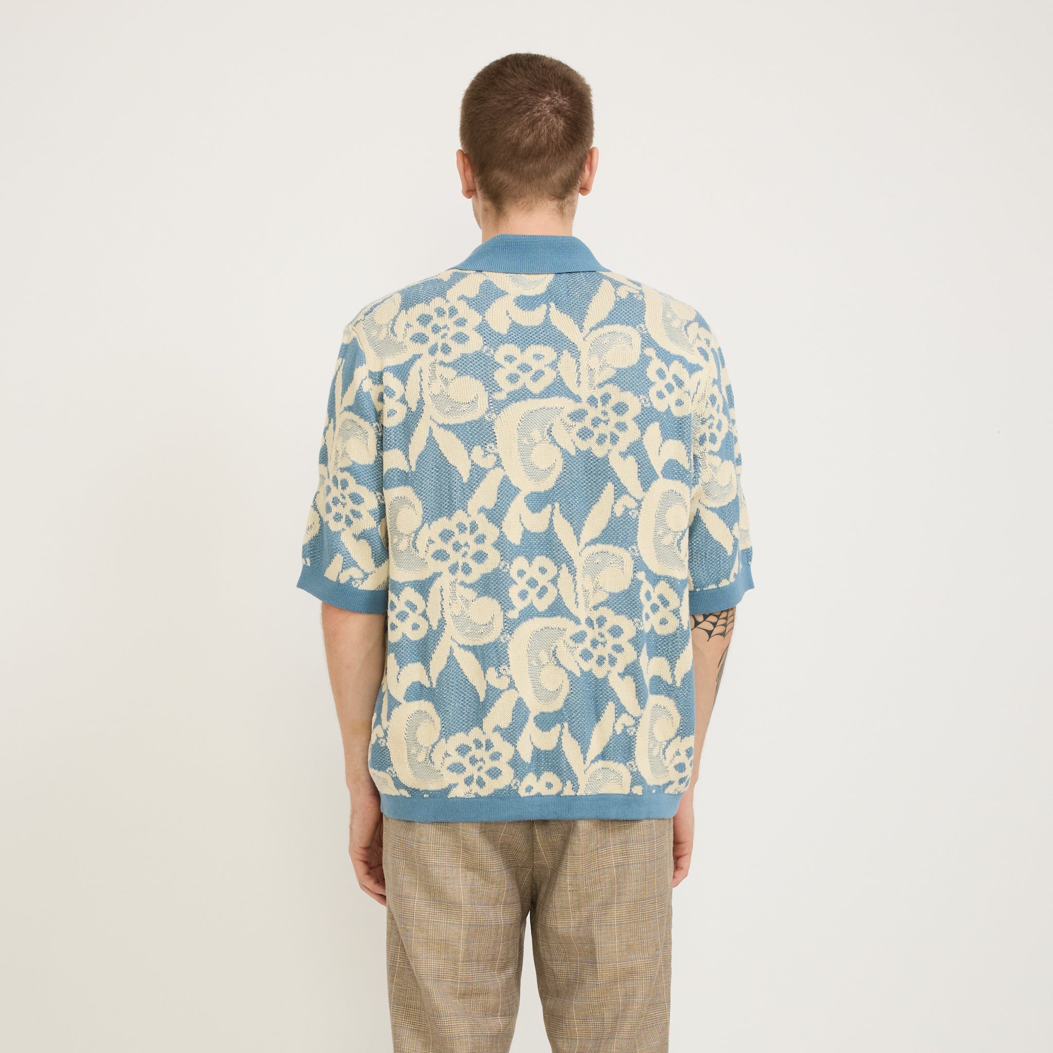 Corridor NYC | Floral Jacquard Buttondown Shirt Blue | Maplestore