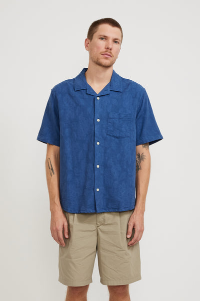 Corridor NYC | Floral Jacquard SS Camp Shirt Blue | Maplestore