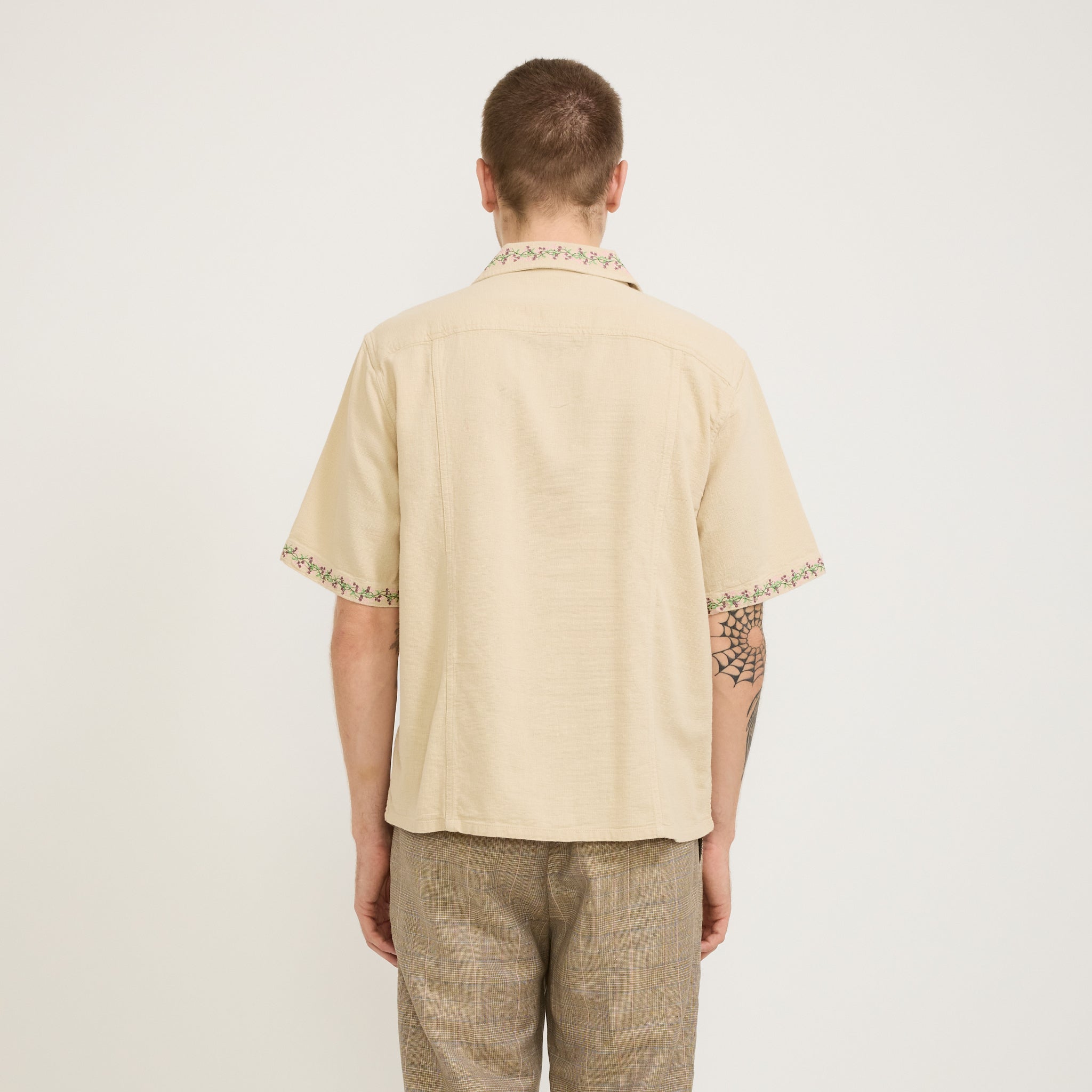 Corridor NYC | Hopsack Embroidered SS Camp Shirt Khaki | Maplestore