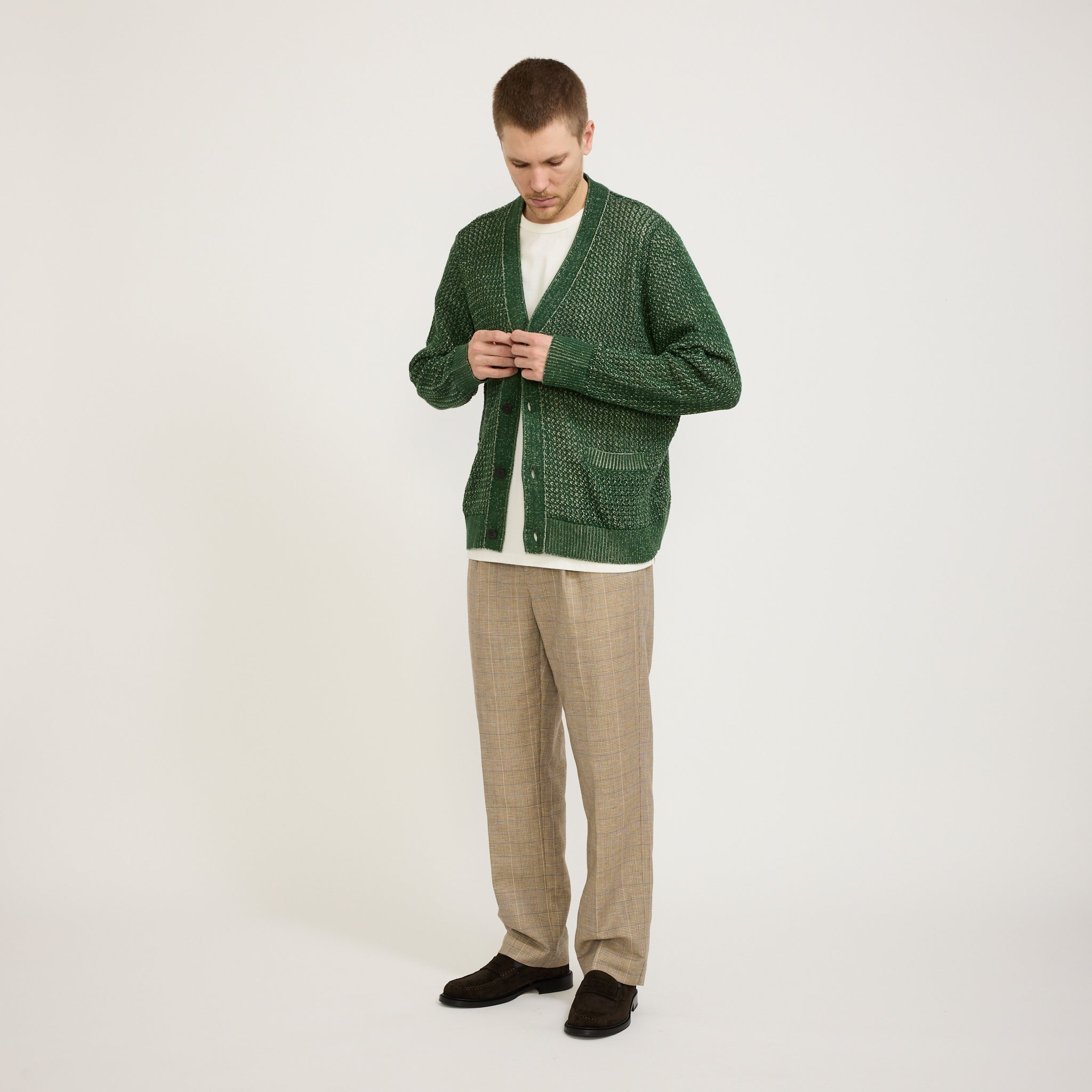 Marled Cardigan Green
