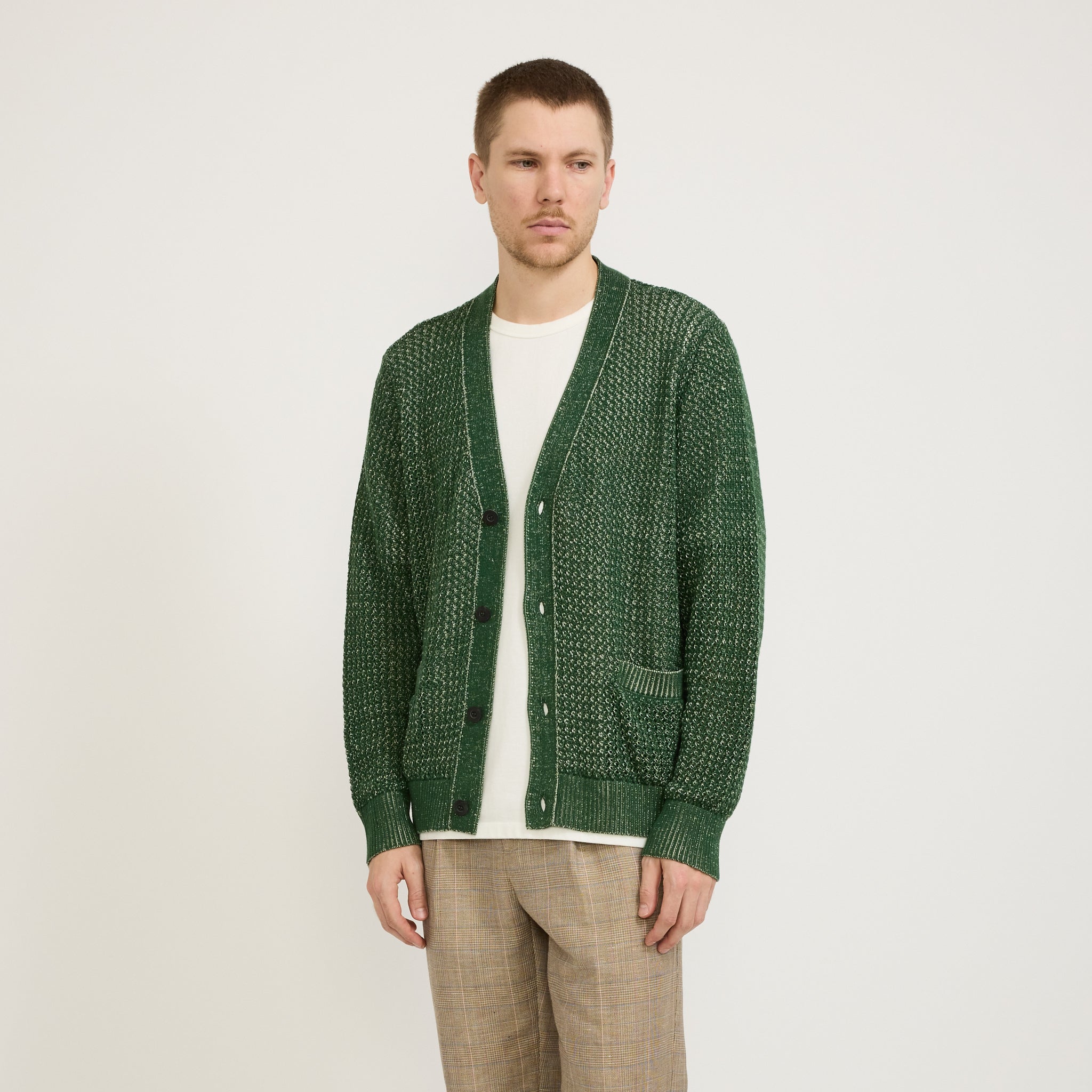 Marled Cardigan Green