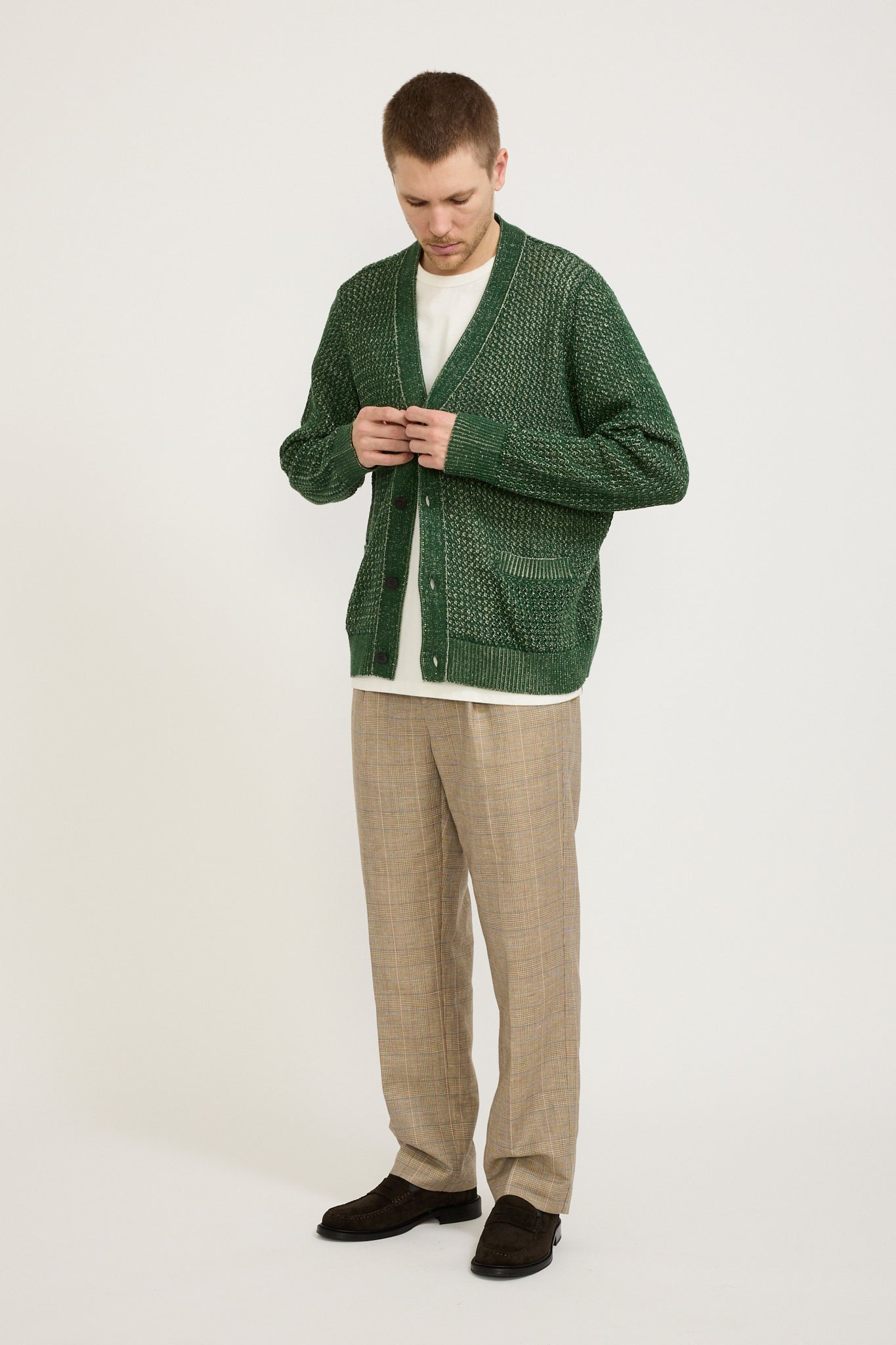 Marled Cardigan Green