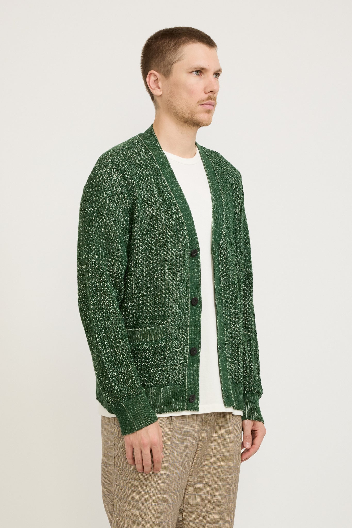 Marled Cardigan Green