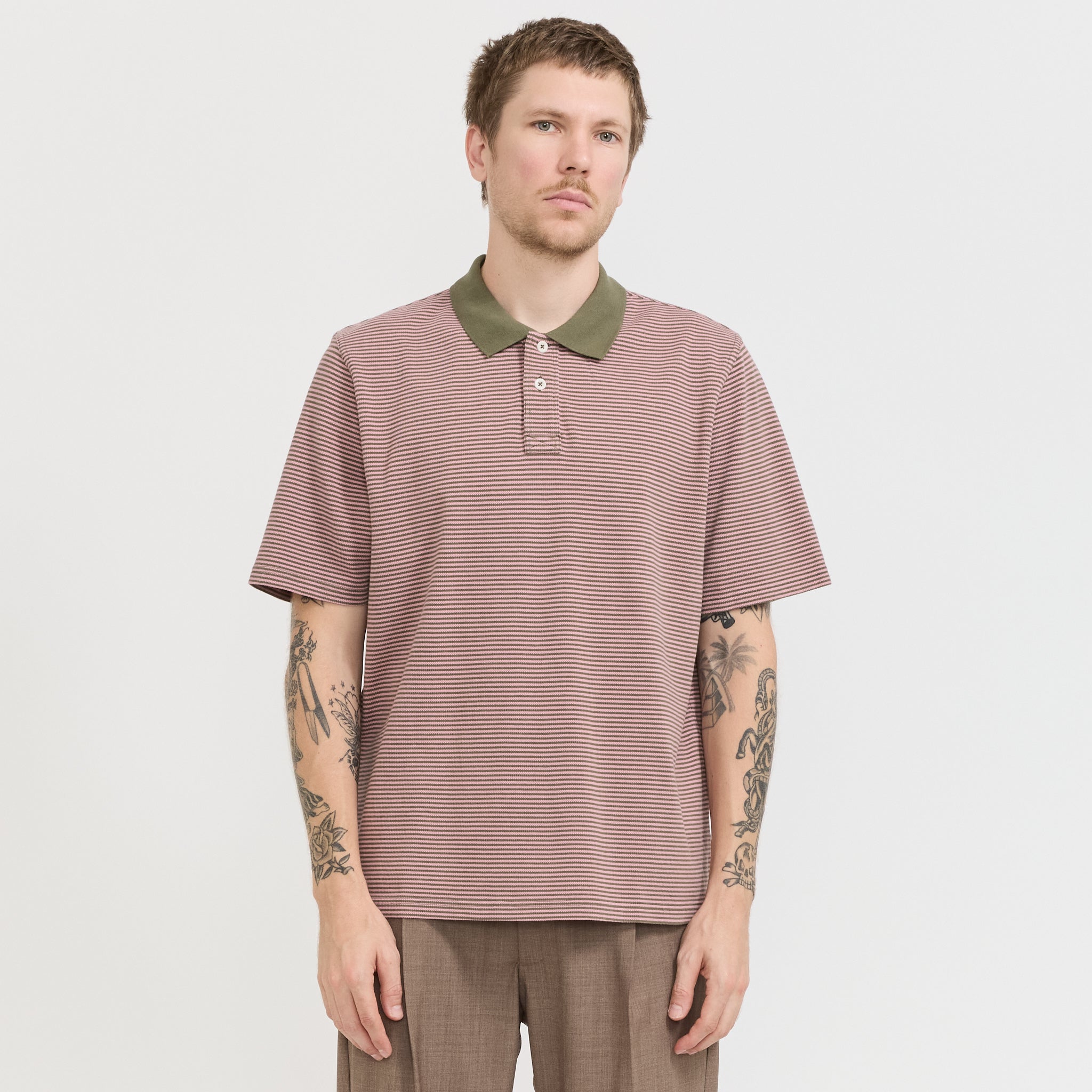 Corridor NYC | Stripe Pique Polo Pink | Maplestore