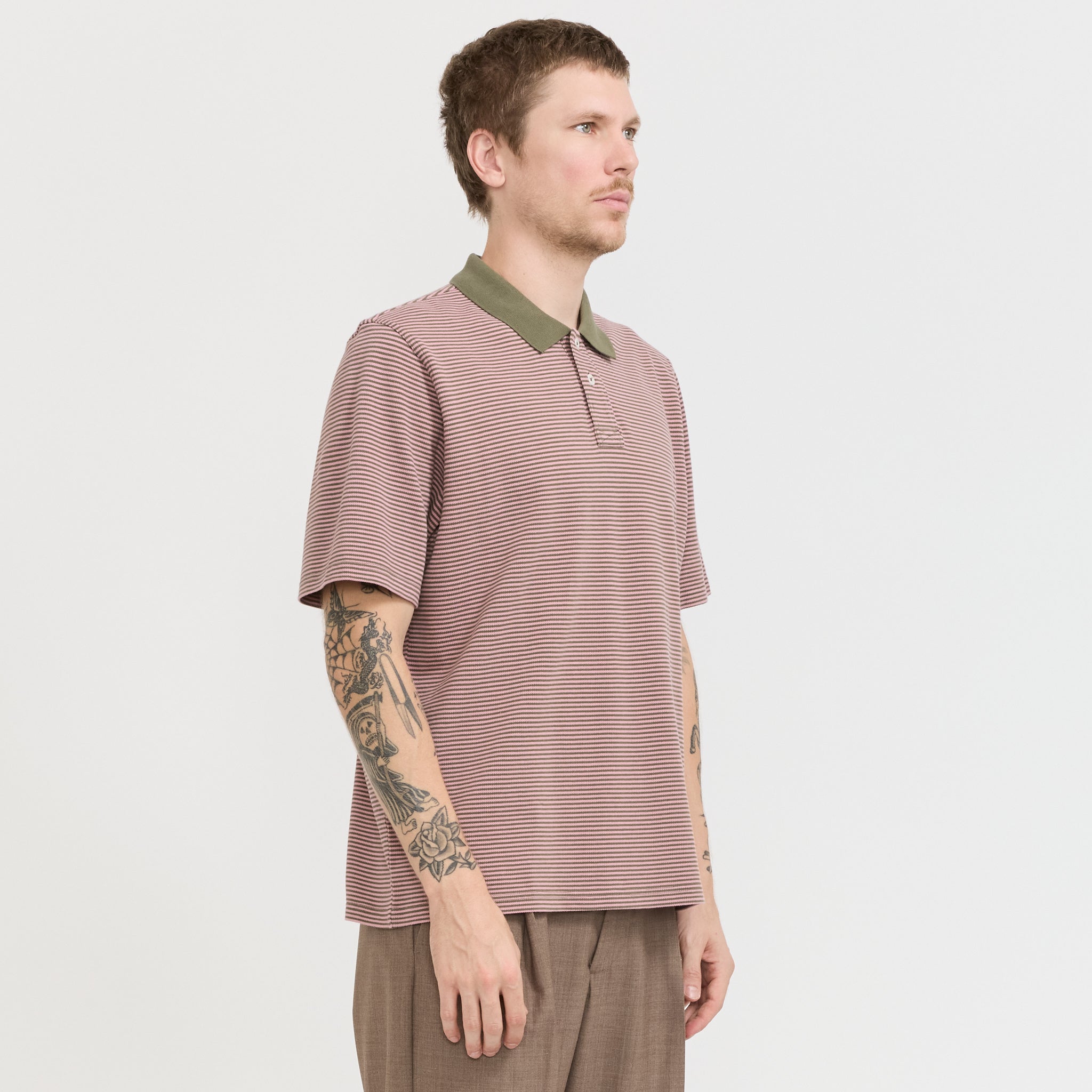 Corridor NYC | Stripe Pique Polo Pink | Maplestore