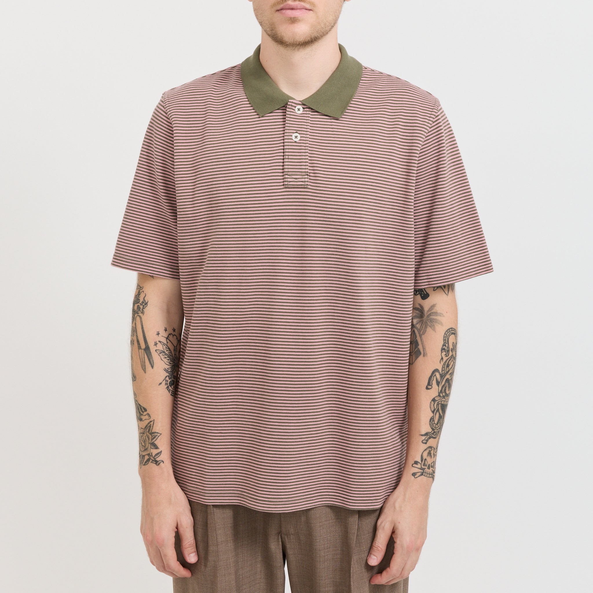 Corridor NYC | Stripe Pique Polo Pink | Maplestore