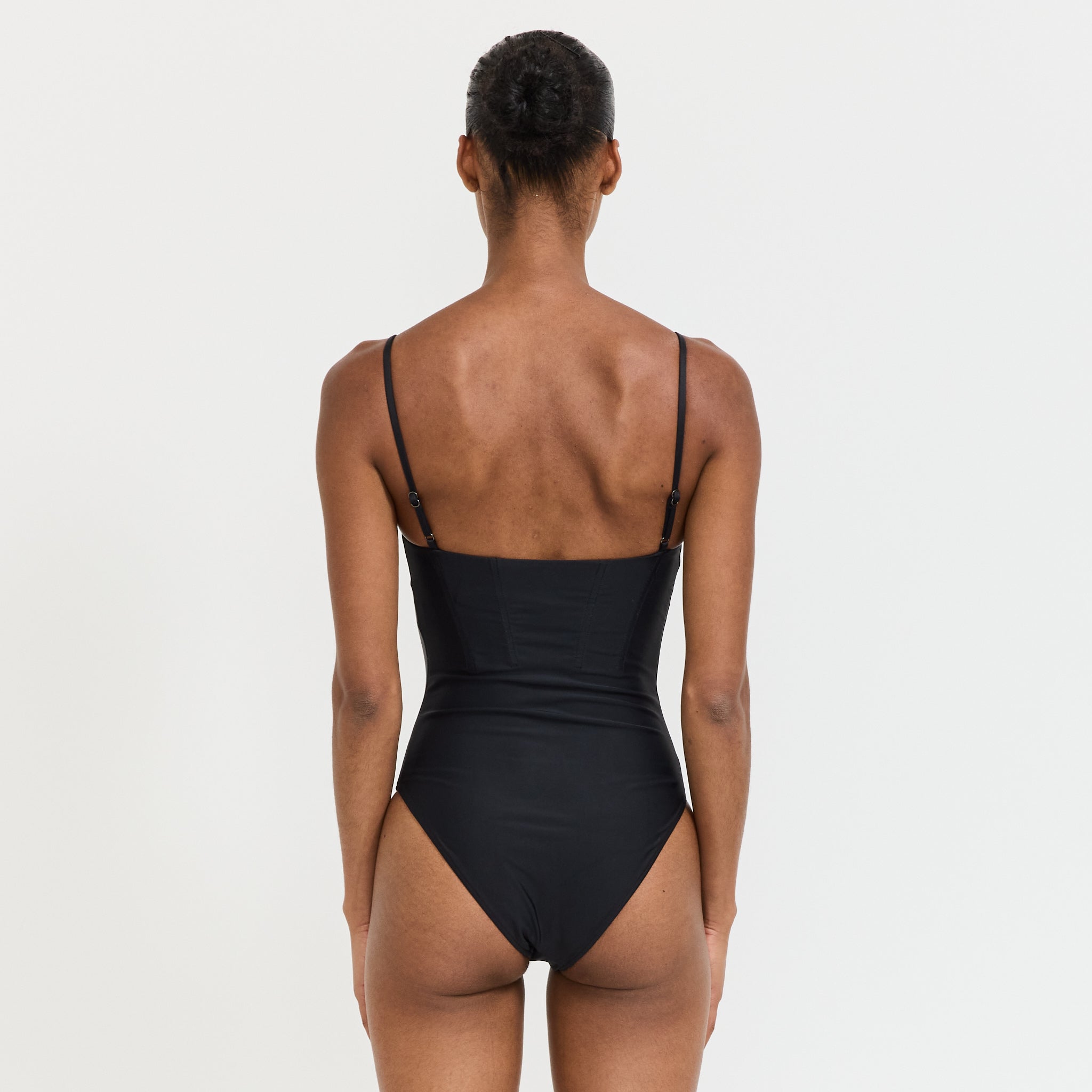 Corset Maillot with Panel Details Nero Black