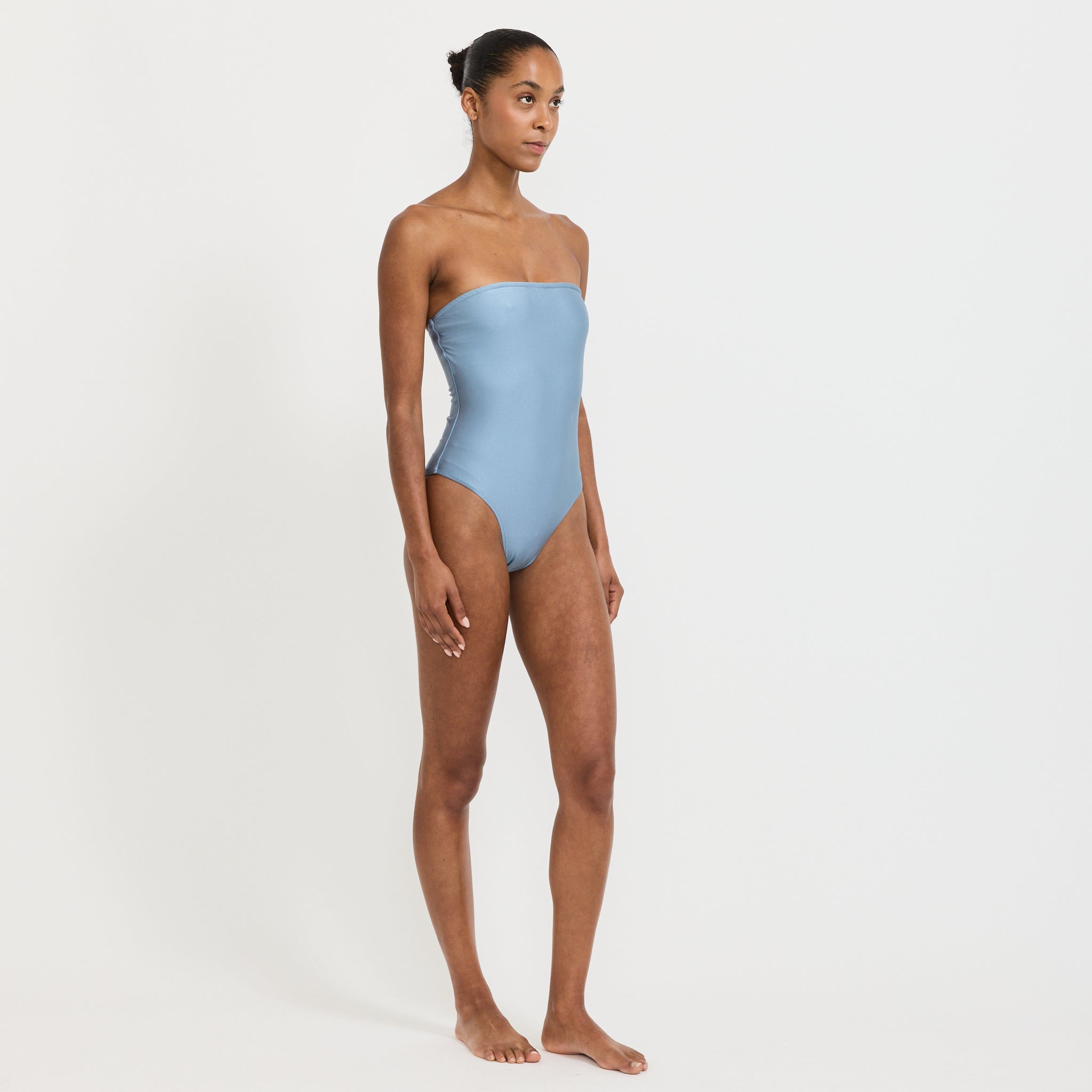Strapless Maillot Steel Blue Shimmer
