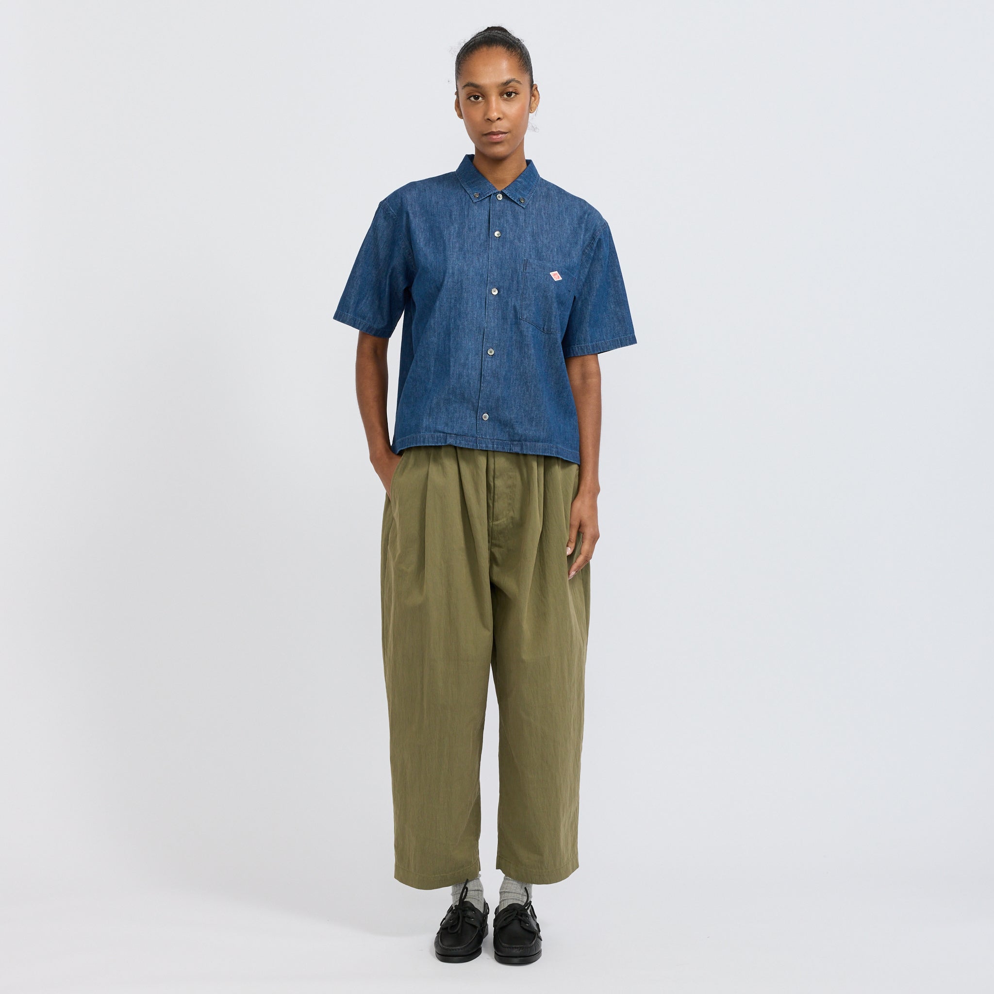 Danton | B.D. Button S/S Shirt Light Indigo | Maplestore