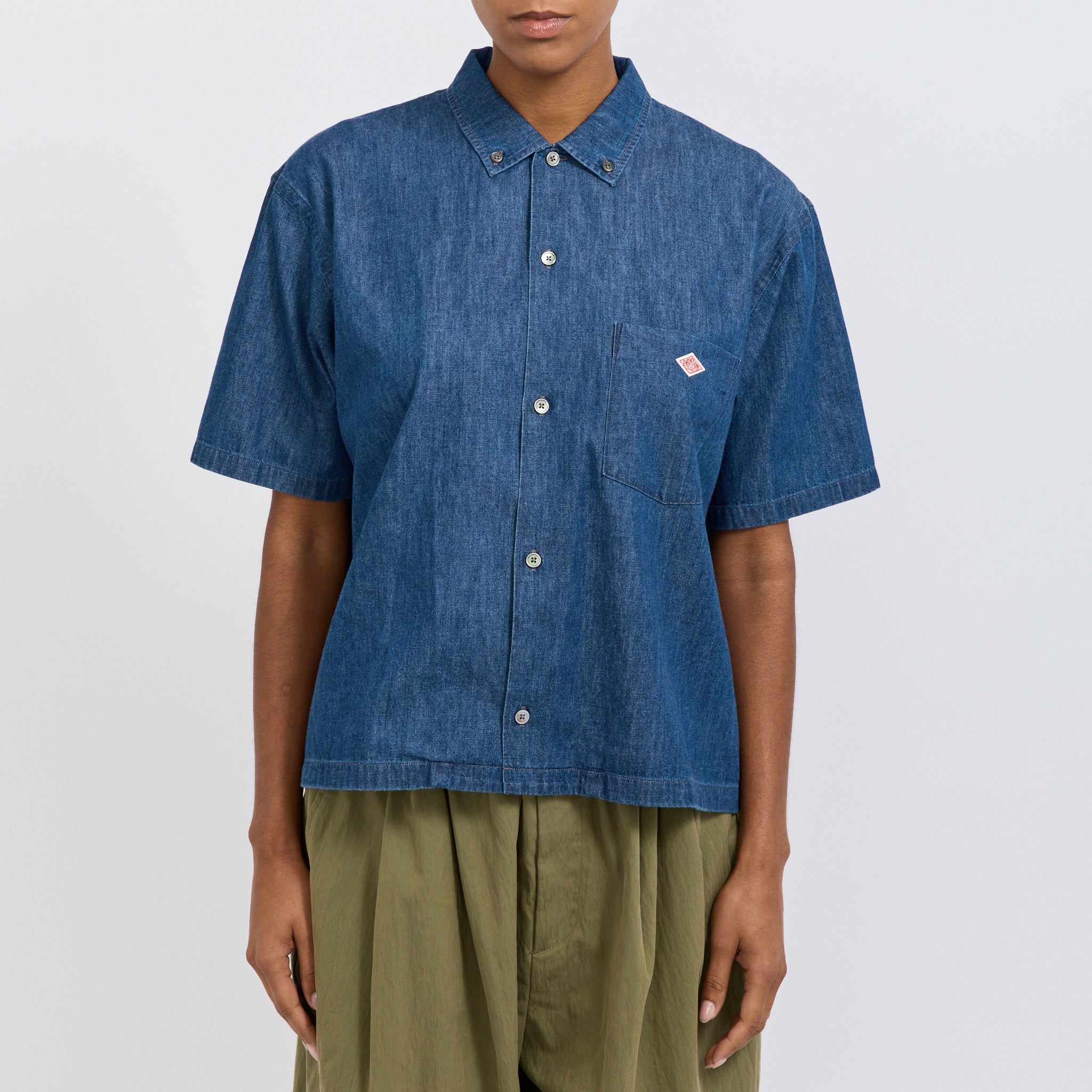 Danton | B.D. Button S/S Shirt Light Indigo | Maplestore