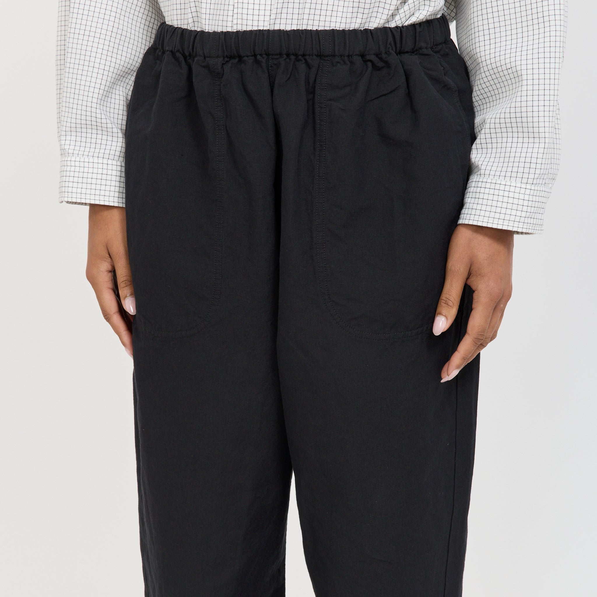 Danton | Womens Easy Pants Cotton/Linen Weather Cloth Black | Maplestore
