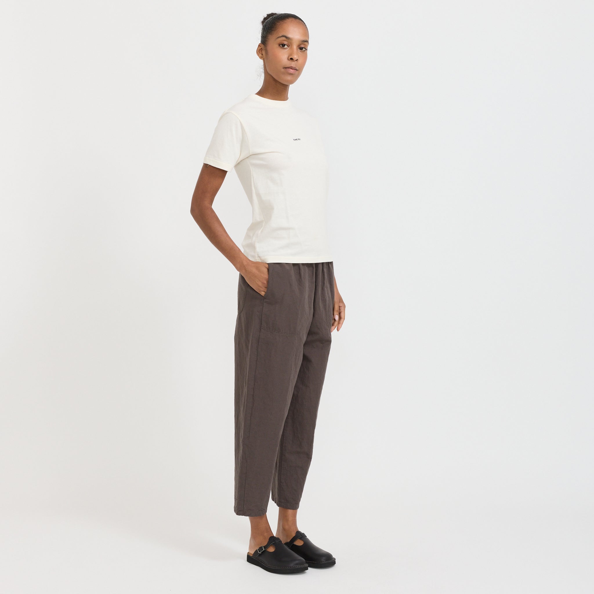 Danton | Womens Easy Pants Cotton/Linen Weather Cloth Charcoal | Maplestore