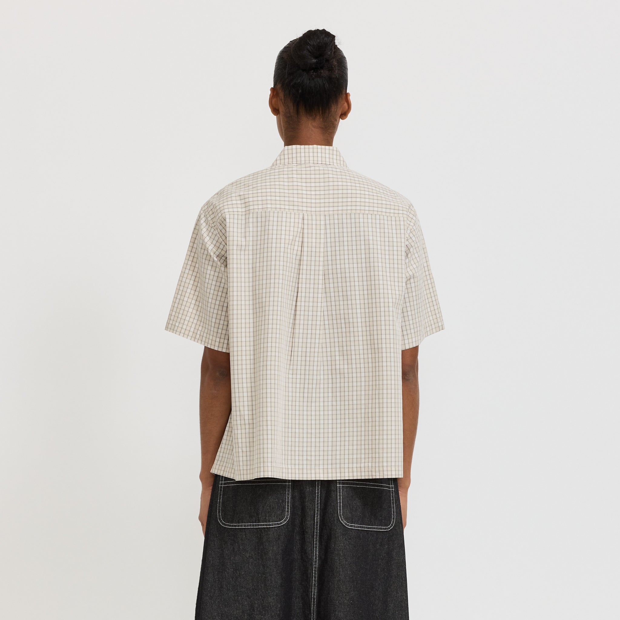 Danton | Half Sleeve Shirt Beige/Grey Check | Maplestore
