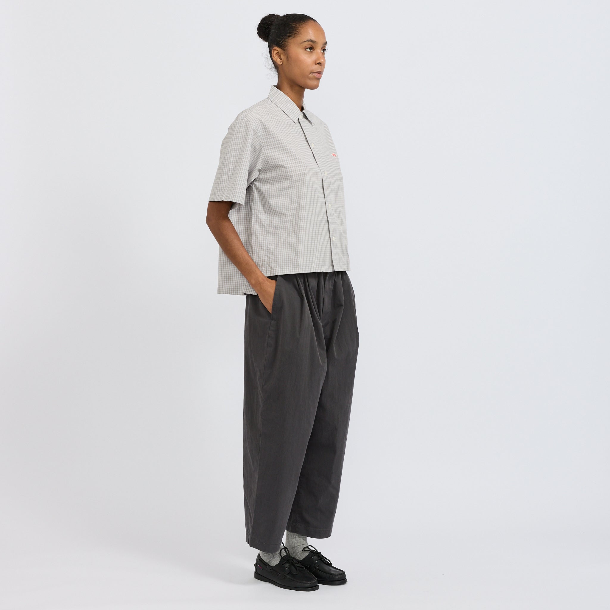 Danton Half Sleeve Shirt Grey/White Check | Maplestore