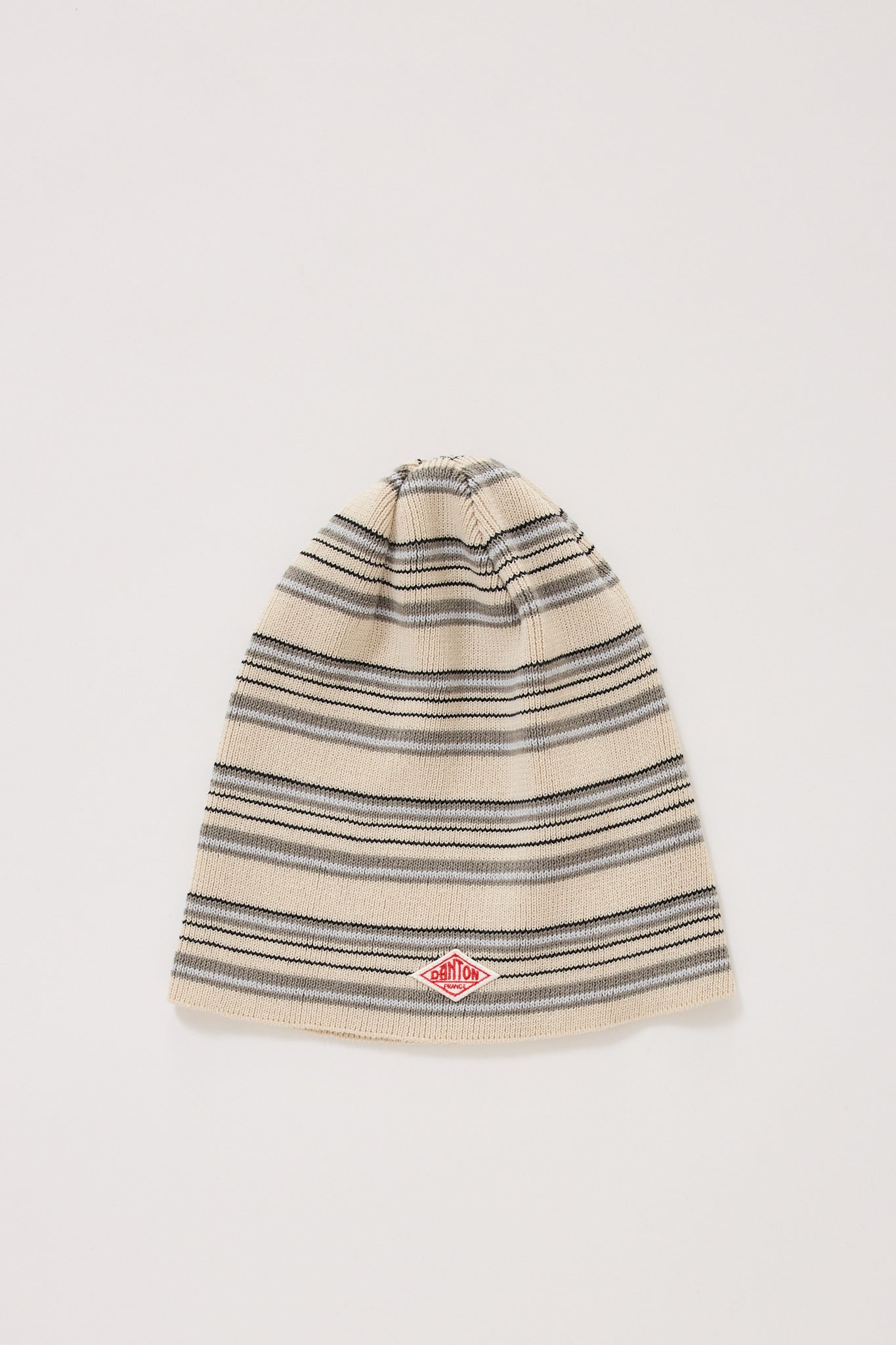 Knit Watch Cap Ecru/Charcoal Stripe