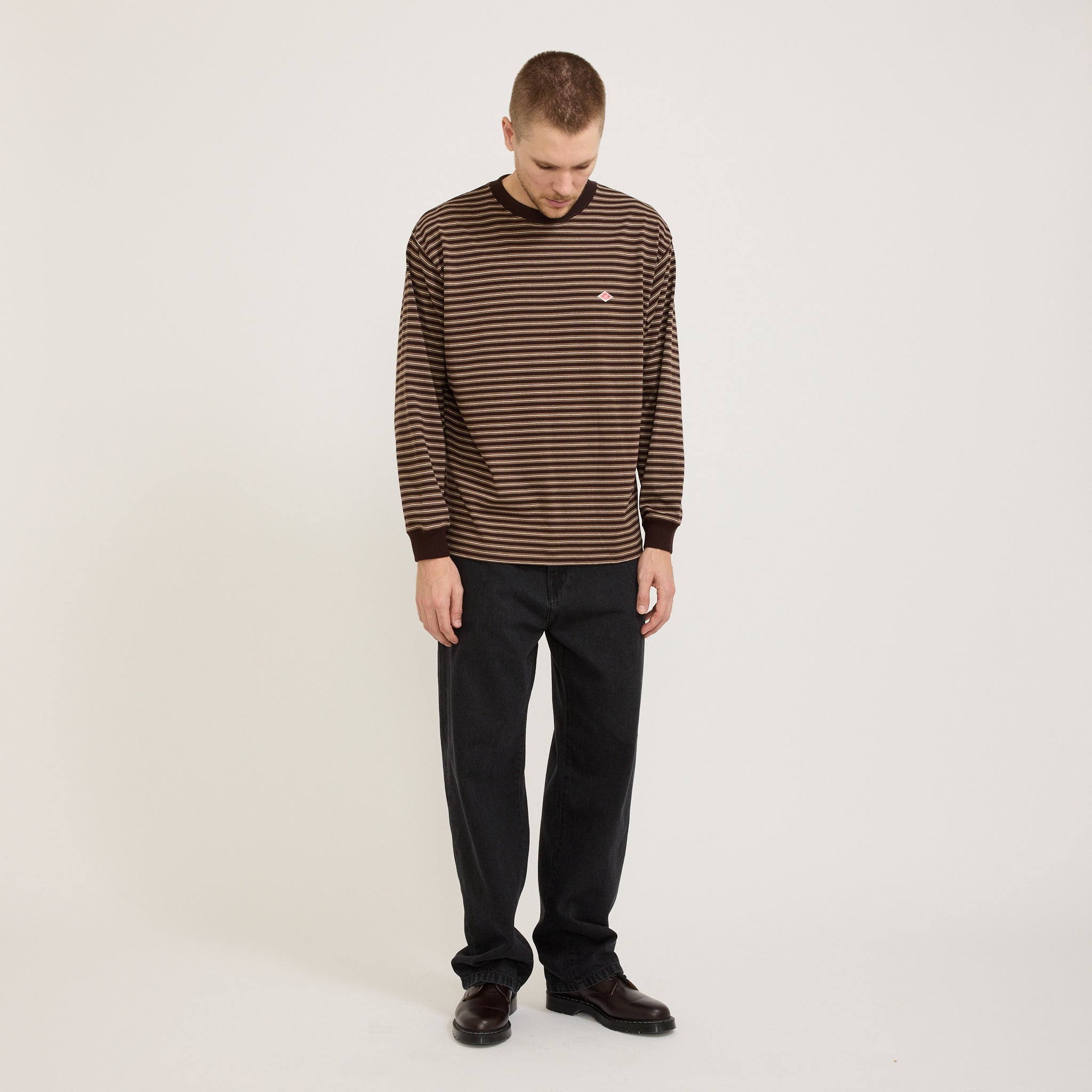 Long Sleeve T-Shirt Dark Brown/Ecru