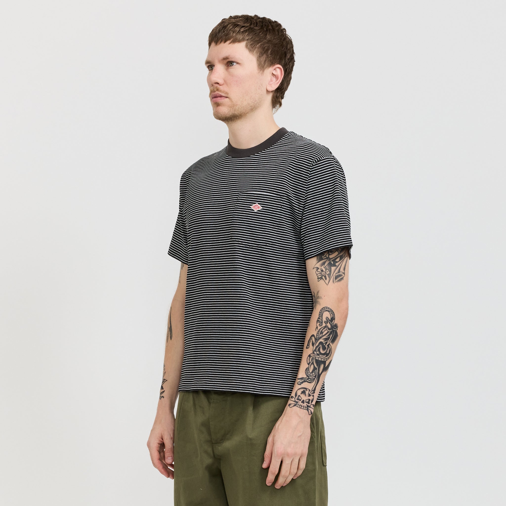 Danton | Pocket T-Shirt Black/White Stripe | Maplestore