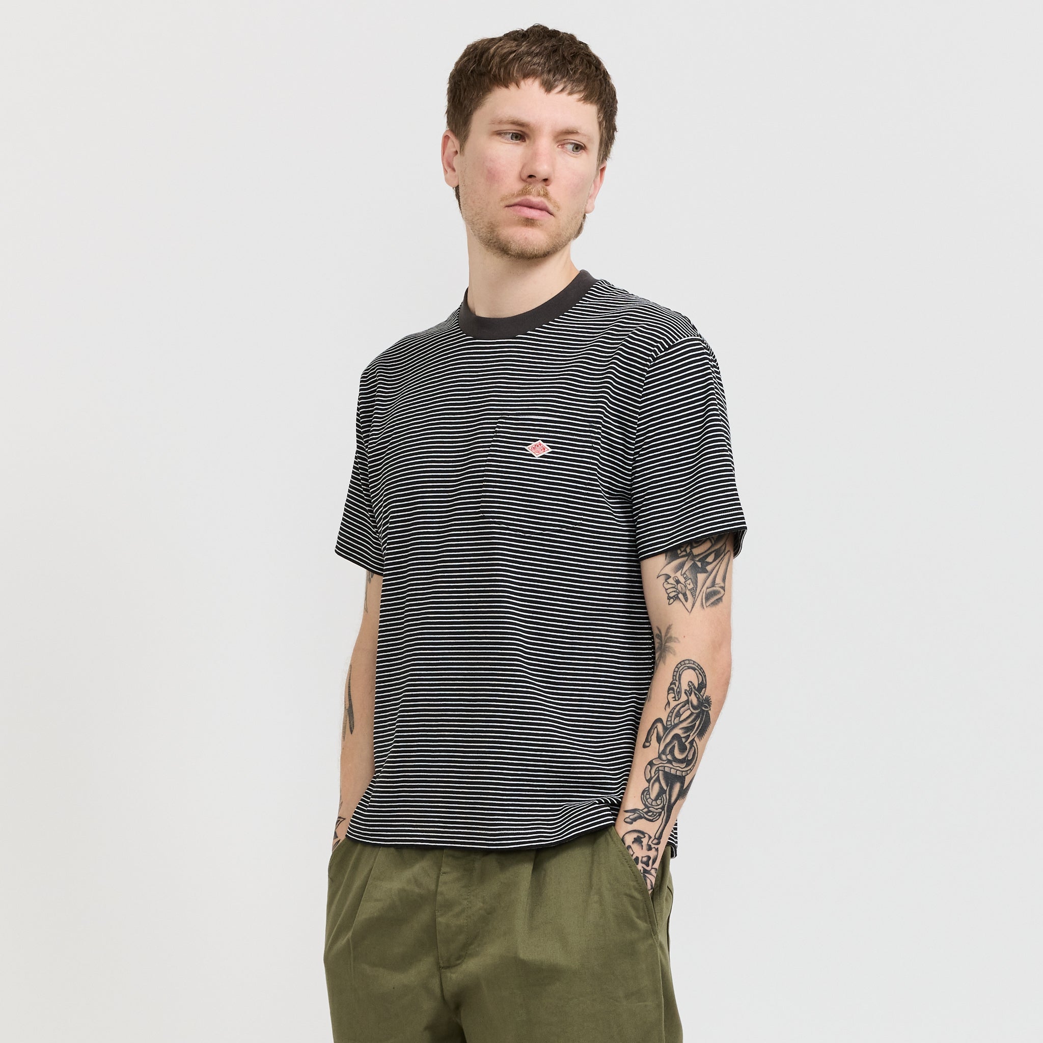 Danton | Pocket T-Shirt Black/White Stripe | Maplestore