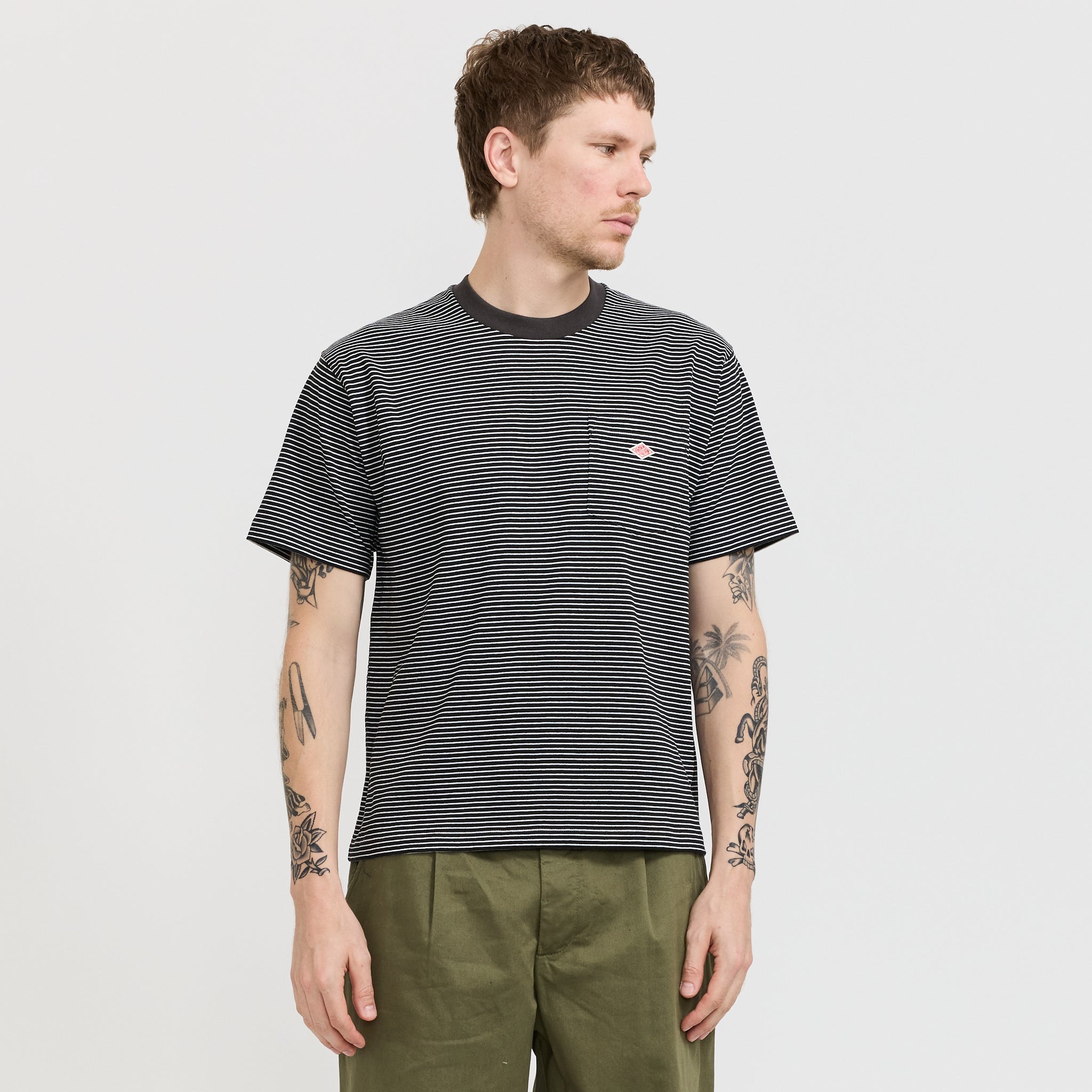 Danton | Pocket T-Shirt Black/White Stripe | Maplestore