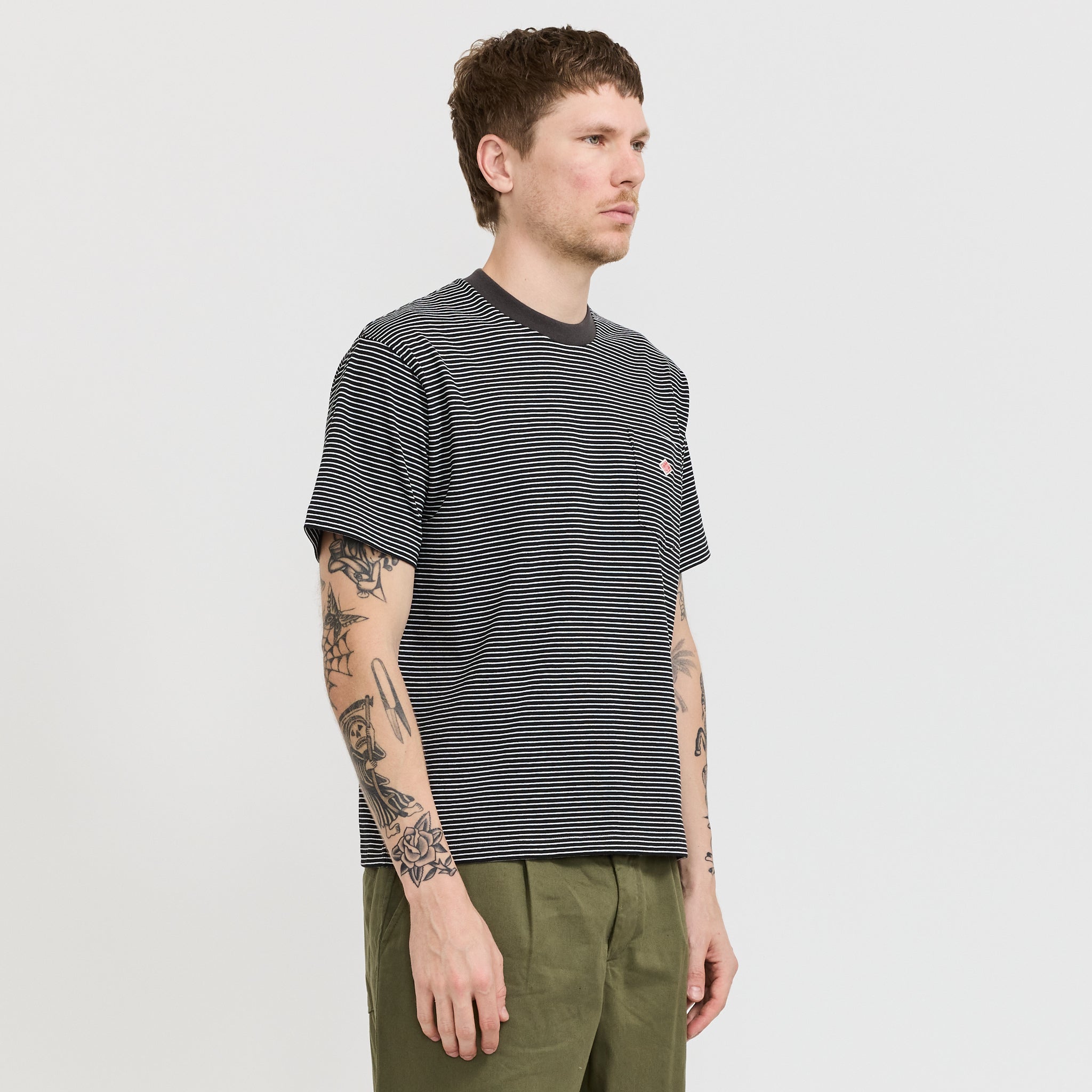 Danton | Pocket T-Shirt Black/White Stripe | Maplestore