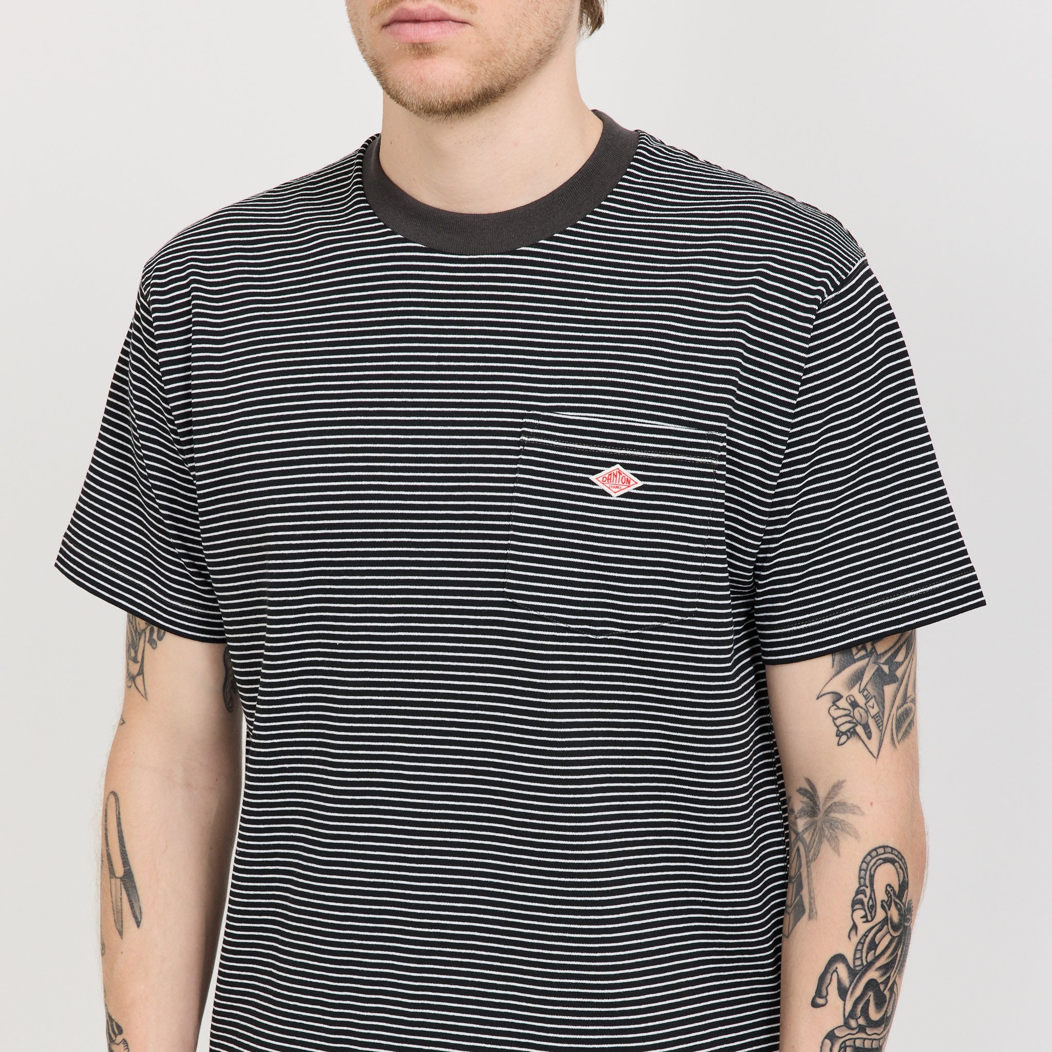 Danton | Pocket T-Shirt Black/White Stripe | Maplestore
