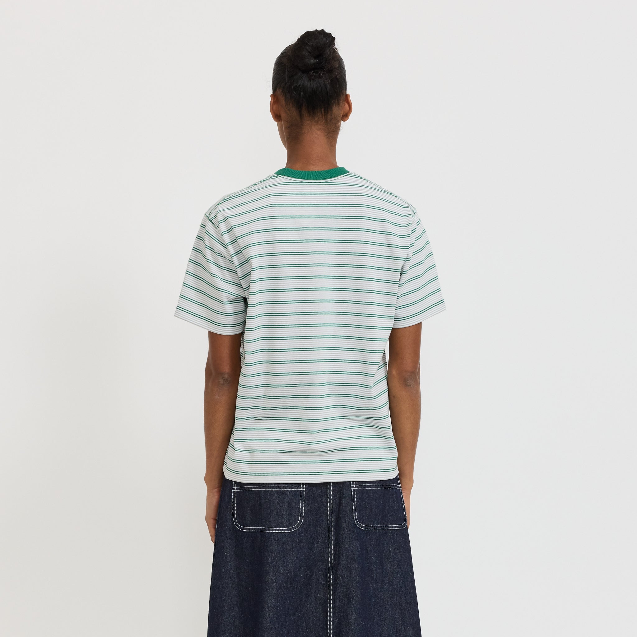 Danton | Pocket T-Shirt Green/Grey Stripe | Maplestore