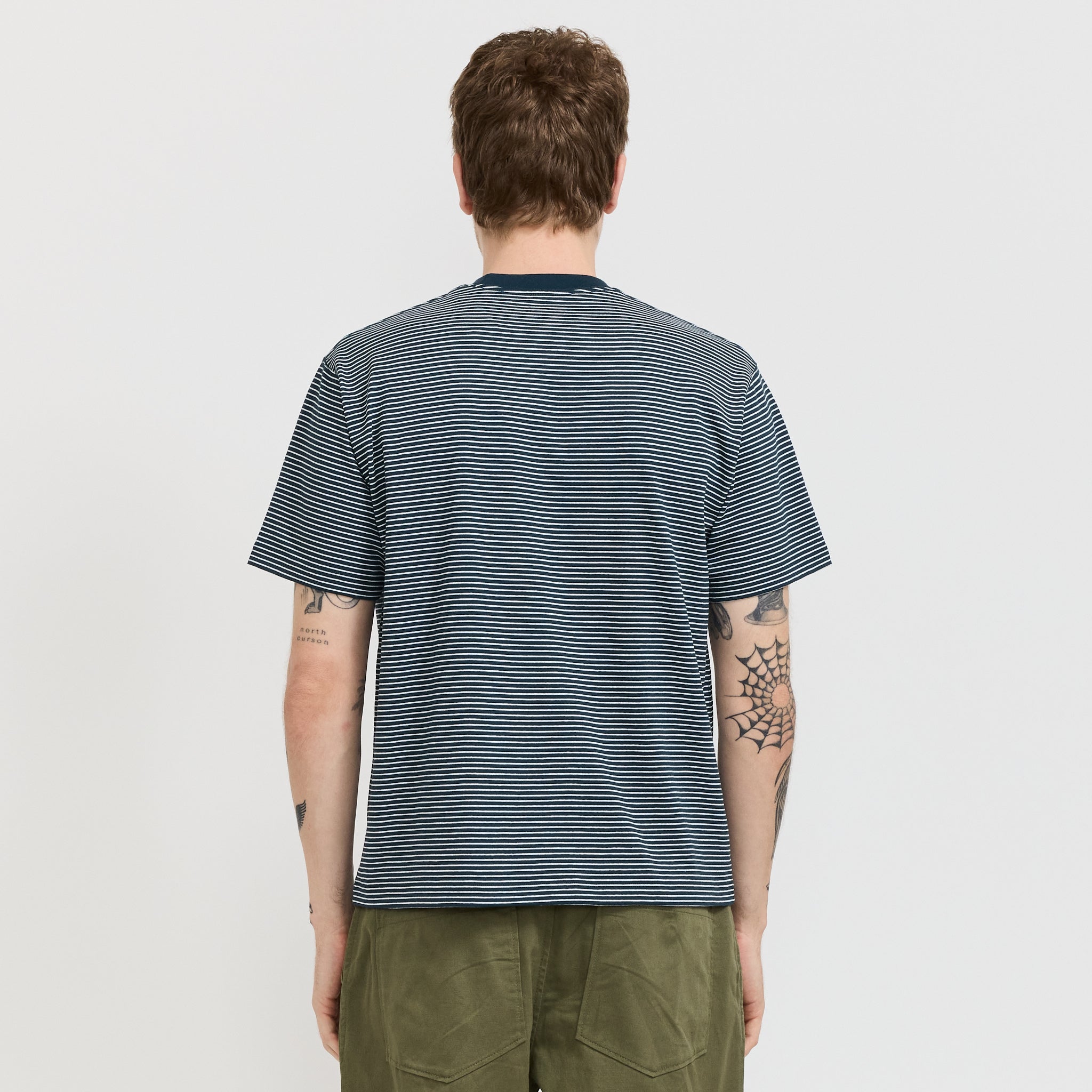Danton | Pocket T-Shirt Green/White Stripe | Maplestore