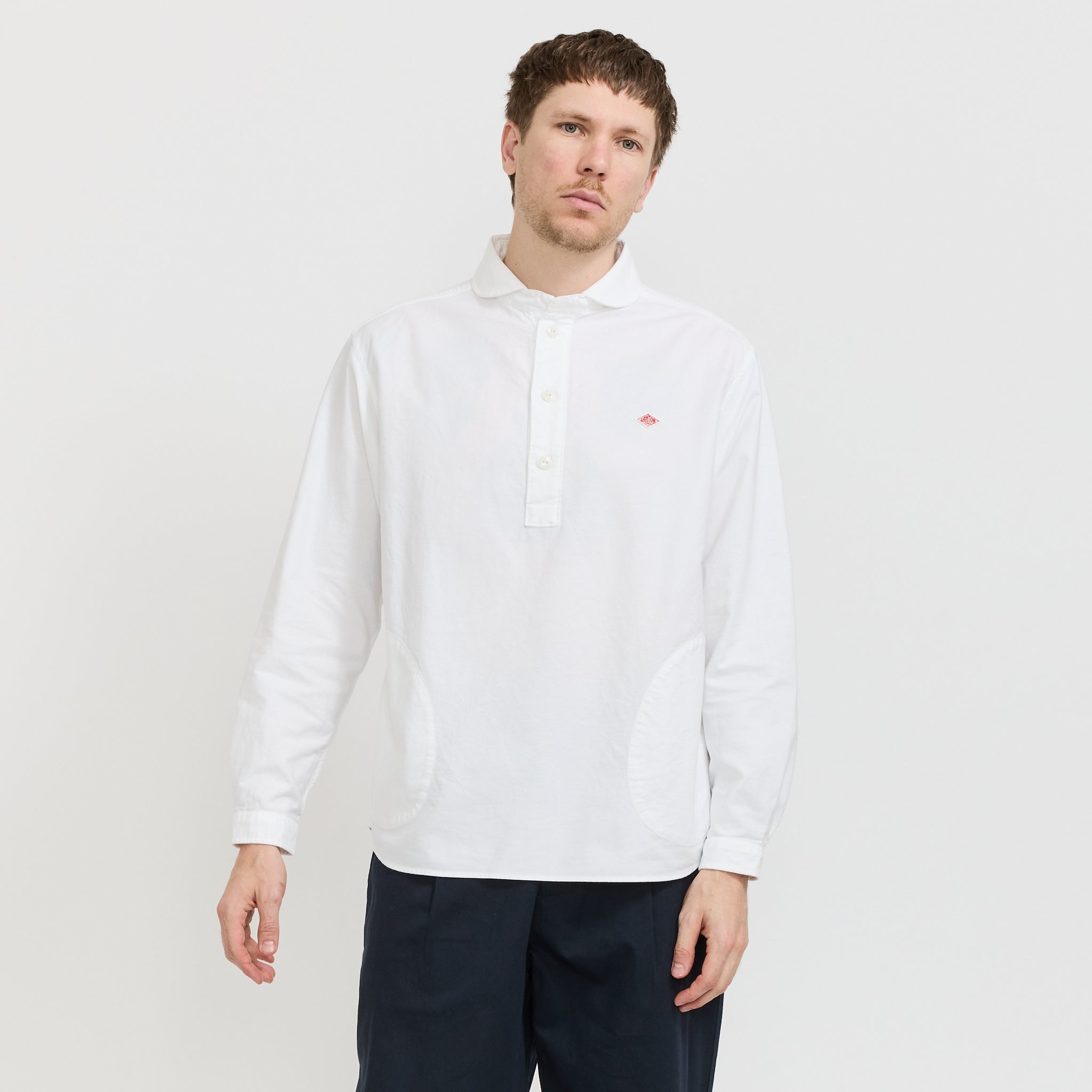 Danton | Round Collar P.O Shirt White | Maplestore
