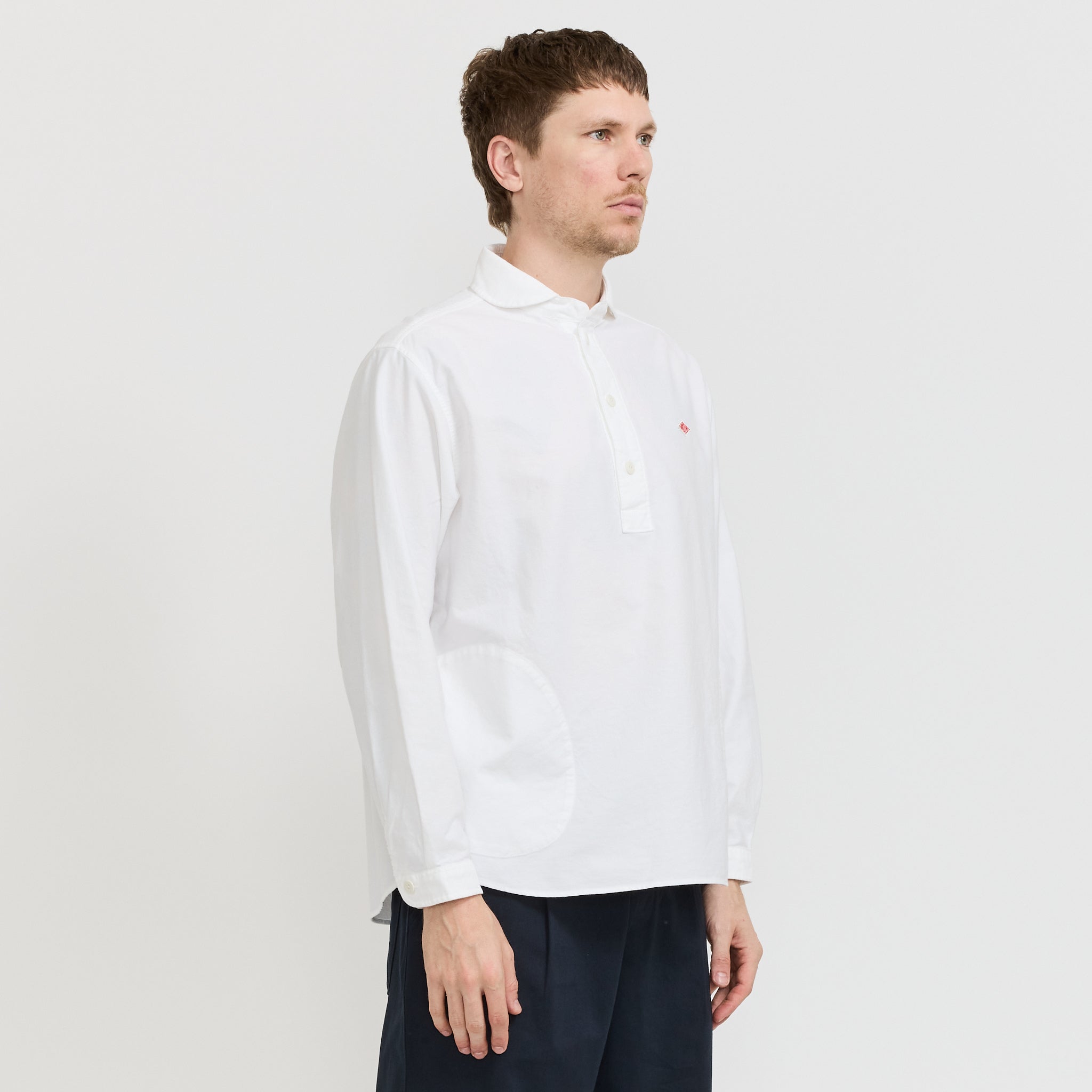 Danton | Round Collar P.O Shirt White | Maplestore