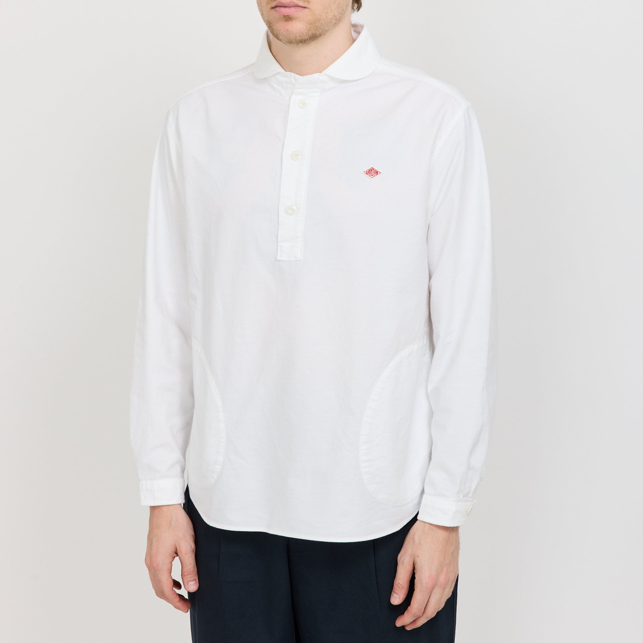 Danton | Round Collar P.O Shirt White | Maplestore