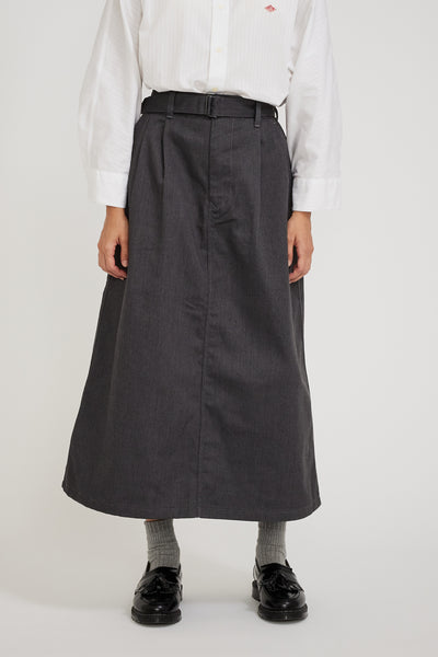 Danton | Tuck Belted Skirt Katsuragi Charcoal | Maplestore