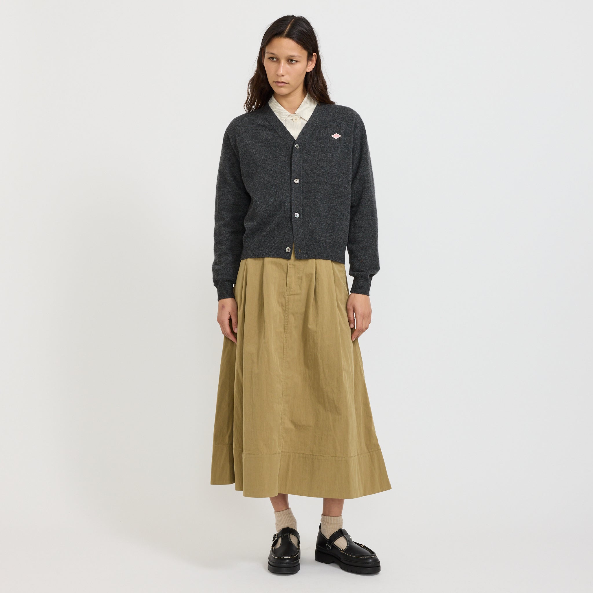 Womens V Neck Cardigan Carbon