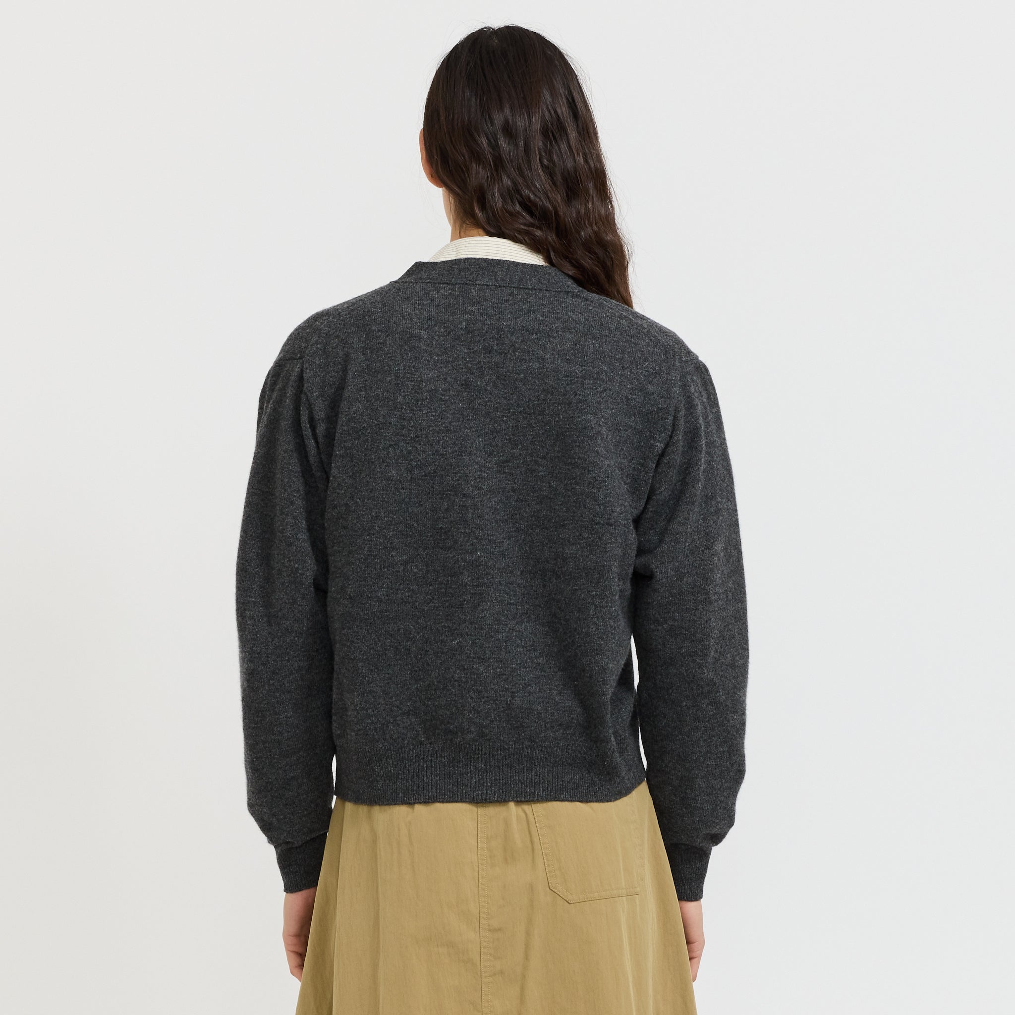 Womens V Neck Cardigan Carbon