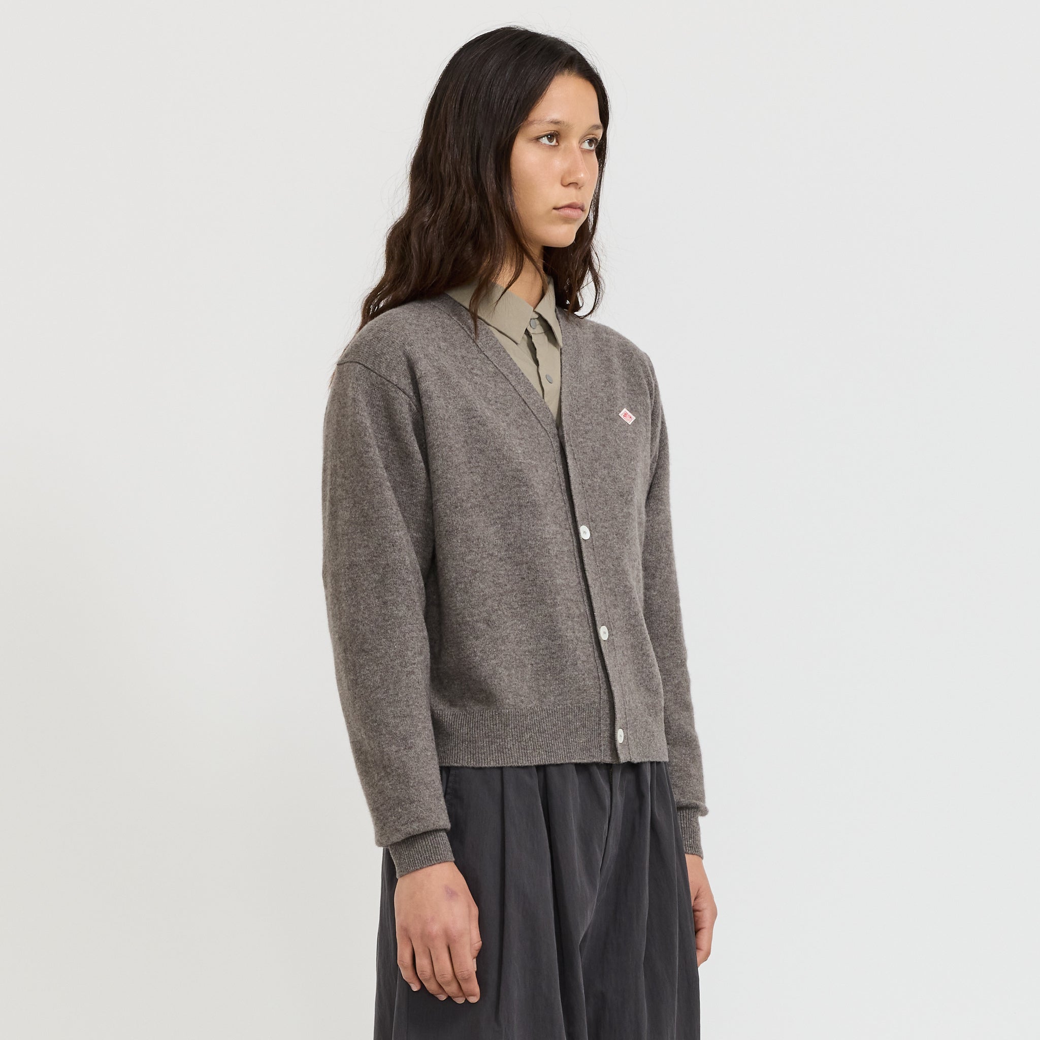 Womens V Neck Cardigan Taupe