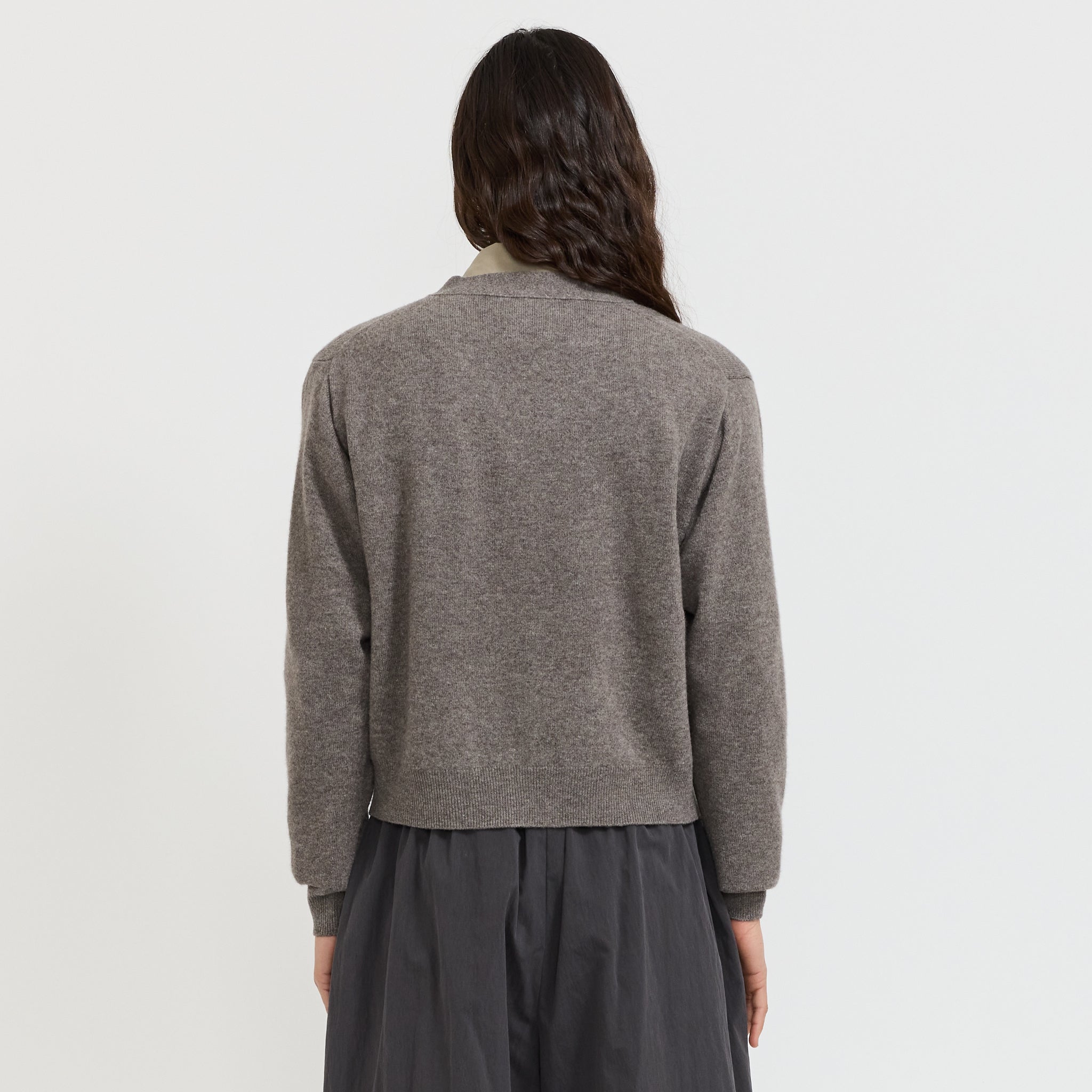 Womens V Neck Cardigan Taupe
