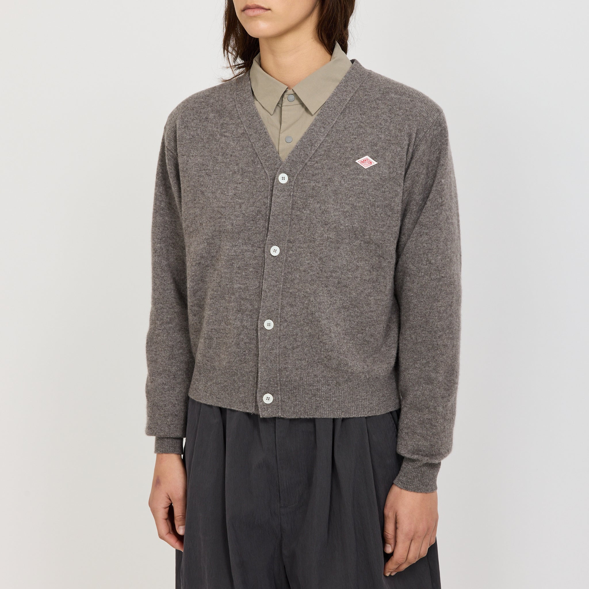 Womens V Neck Cardigan Taupe