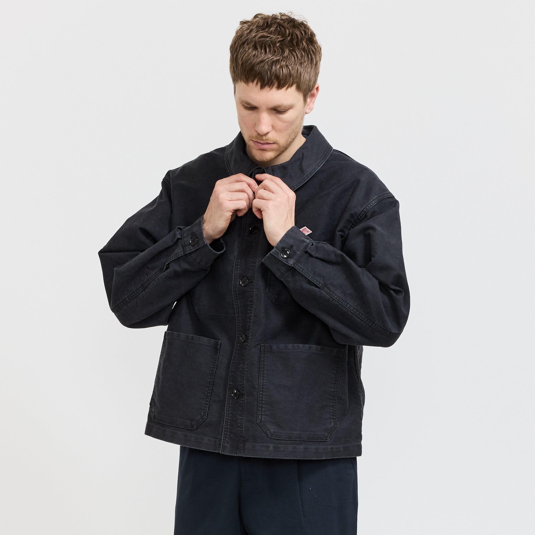Danton | Wide Coverall Sulfur Dye Heavy Moleskin Black | Maplestore
