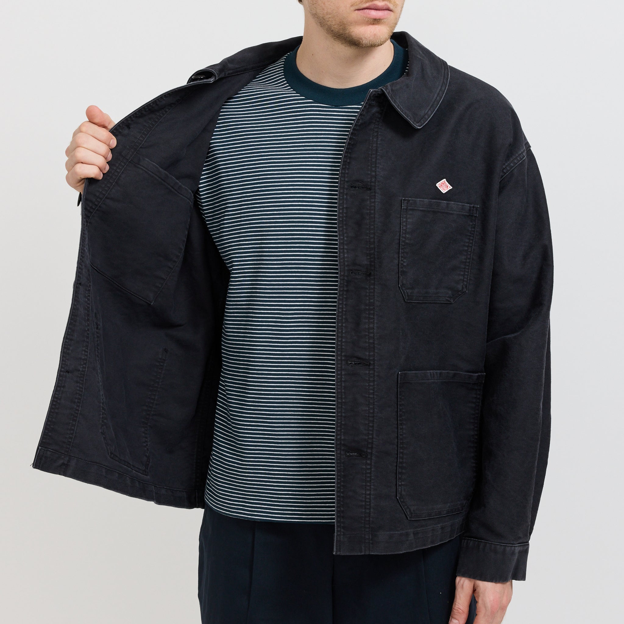 Danton | Wide Coverall Sulfur Dye Heavy Moleskin Black | Maplestore