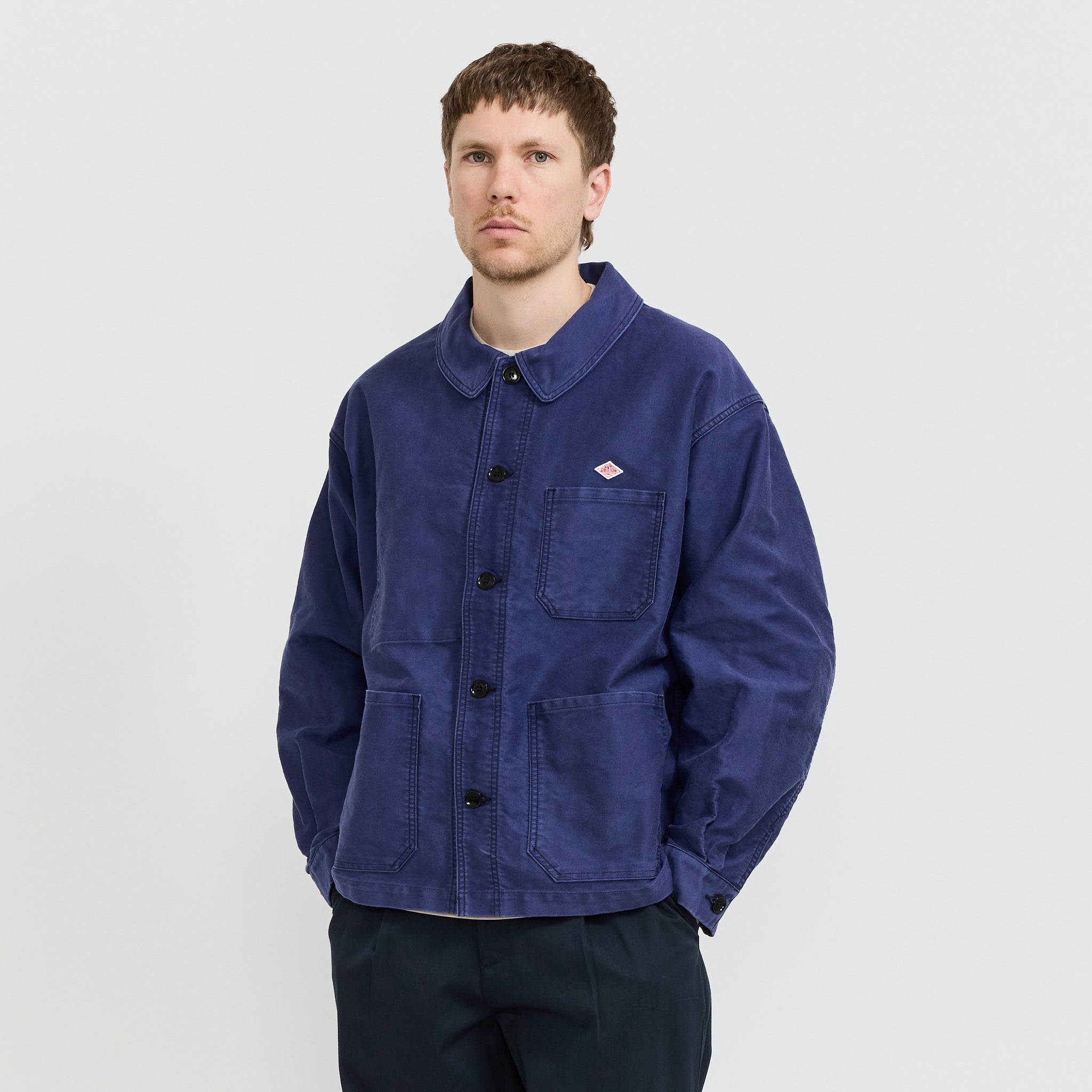 Danton | Wide Coverall Sulfur Dye Heavy Moleskin Navy | Maplestore