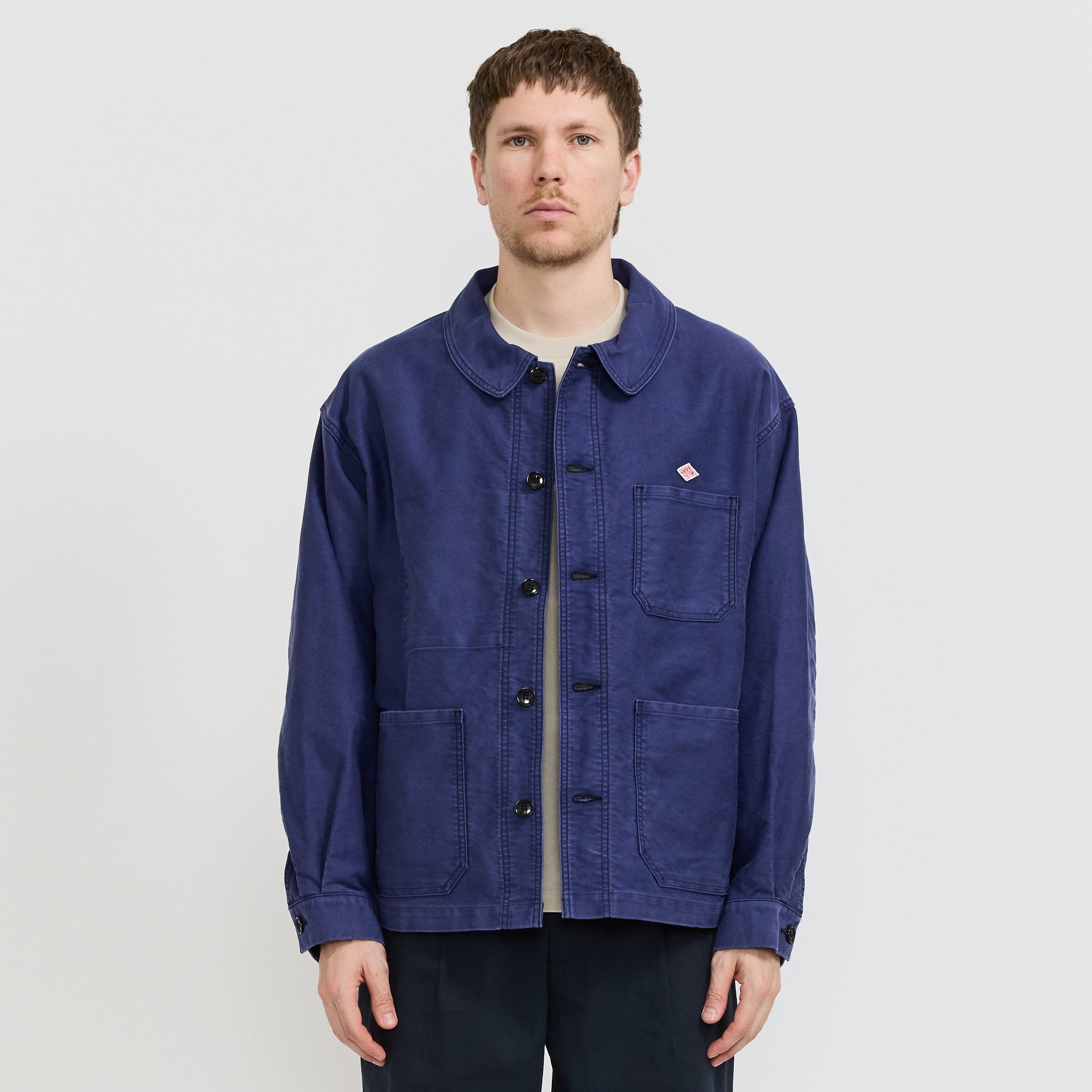 Danton | Wide Coverall Sulfur Dye Heavy Moleskin Navy | Maplestore