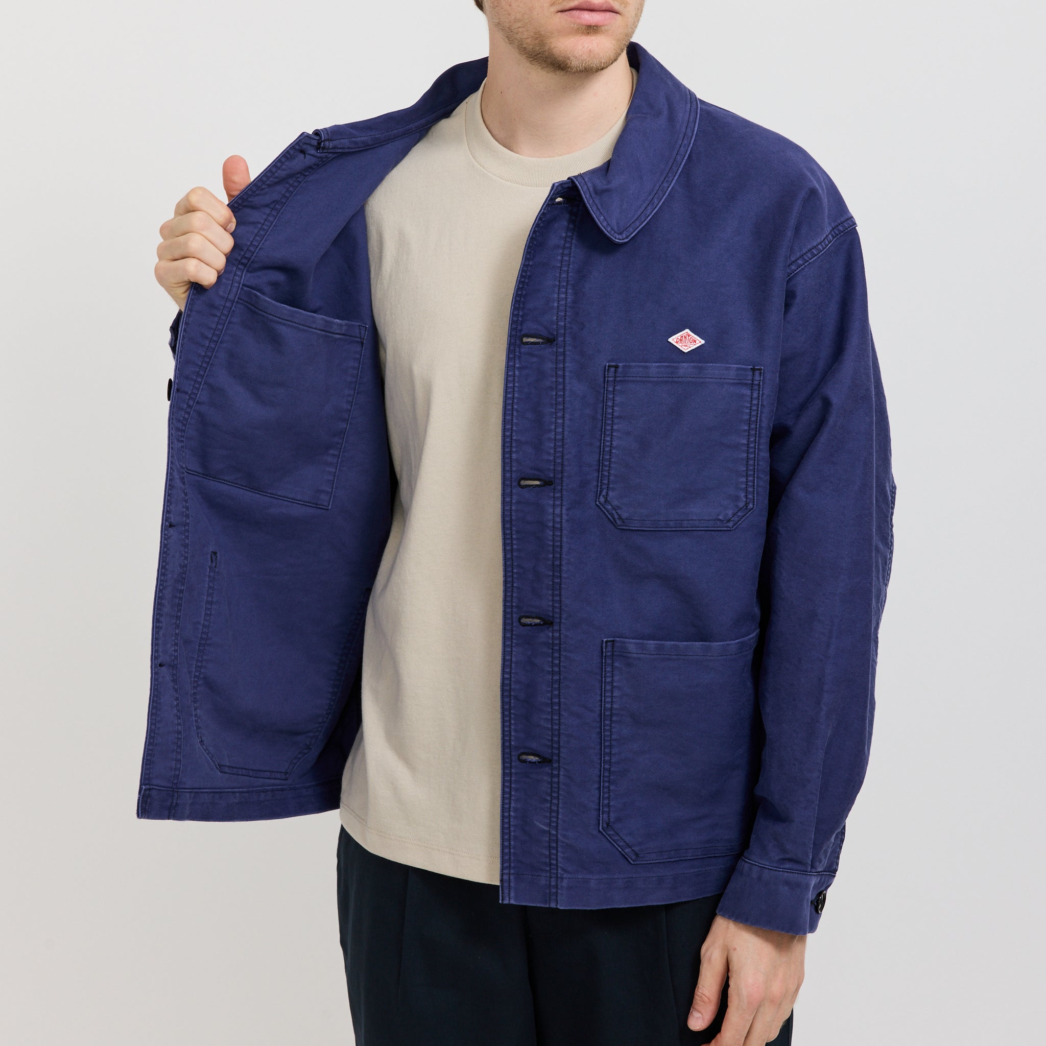 Danton | Wide Coverall Sulfur Dye Heavy Moleskin Navy | Maplestore