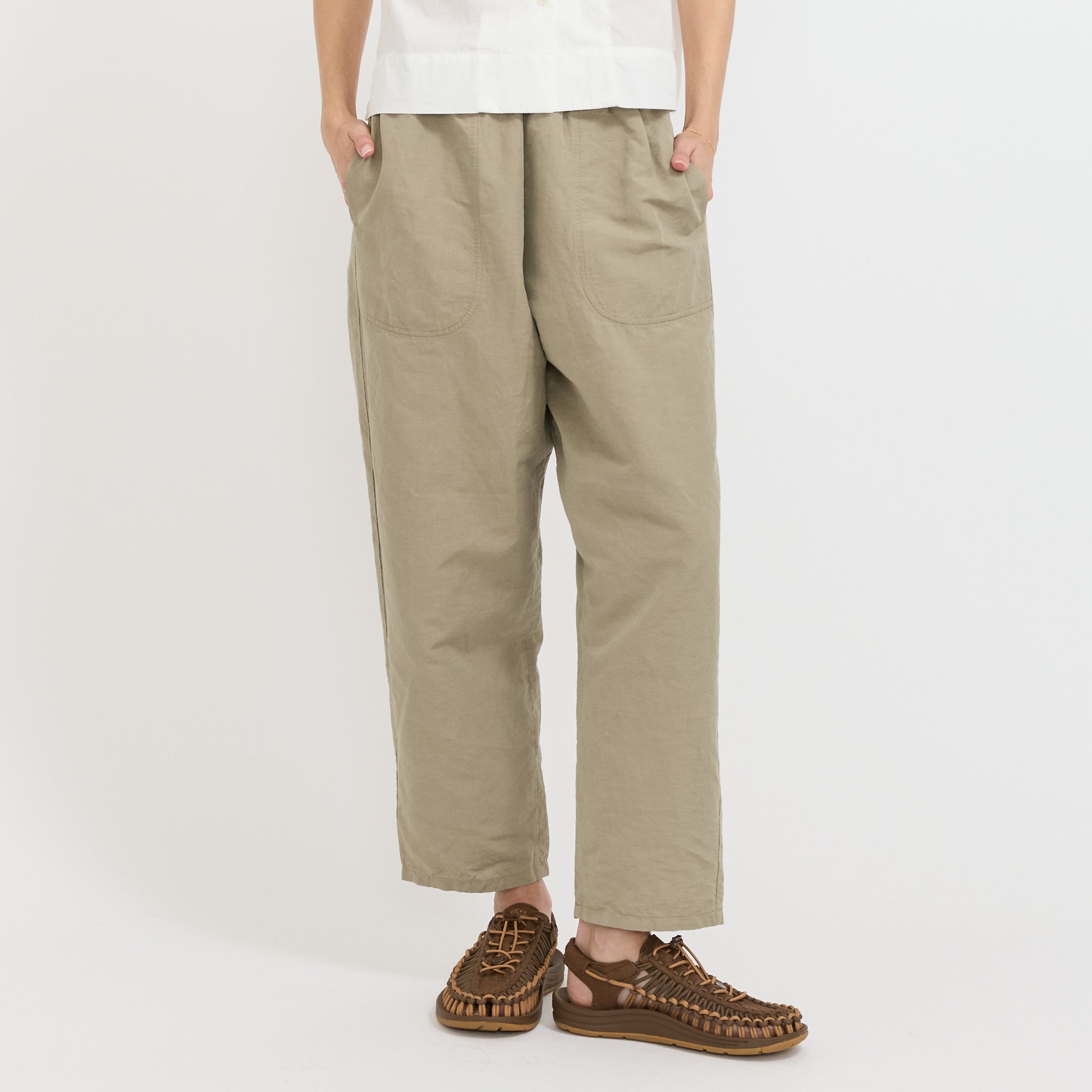 Danton | Womens Easy Pants Cotton/Linen Weather Cloth Olive | Maplestore