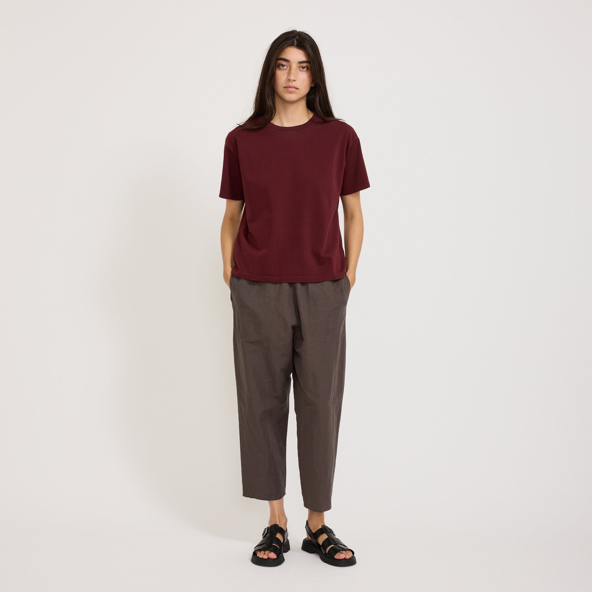 Danton | Womens Easy Pants Cotton/Linen Weather Cloth Charcoal | Maplestore