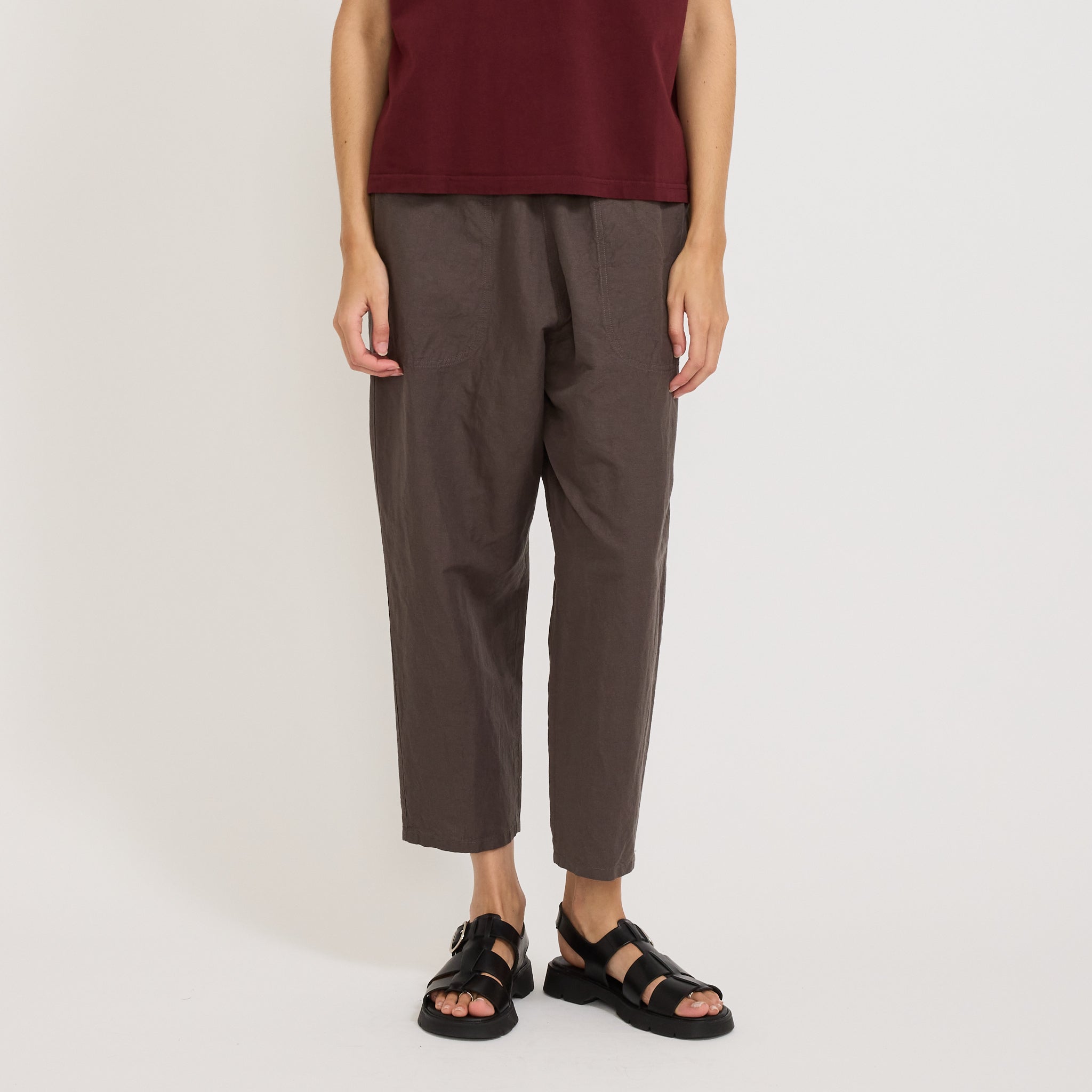 Danton | Womens Easy Pants Cotton/Linen Weather Cloth Charcoal | Maplestore