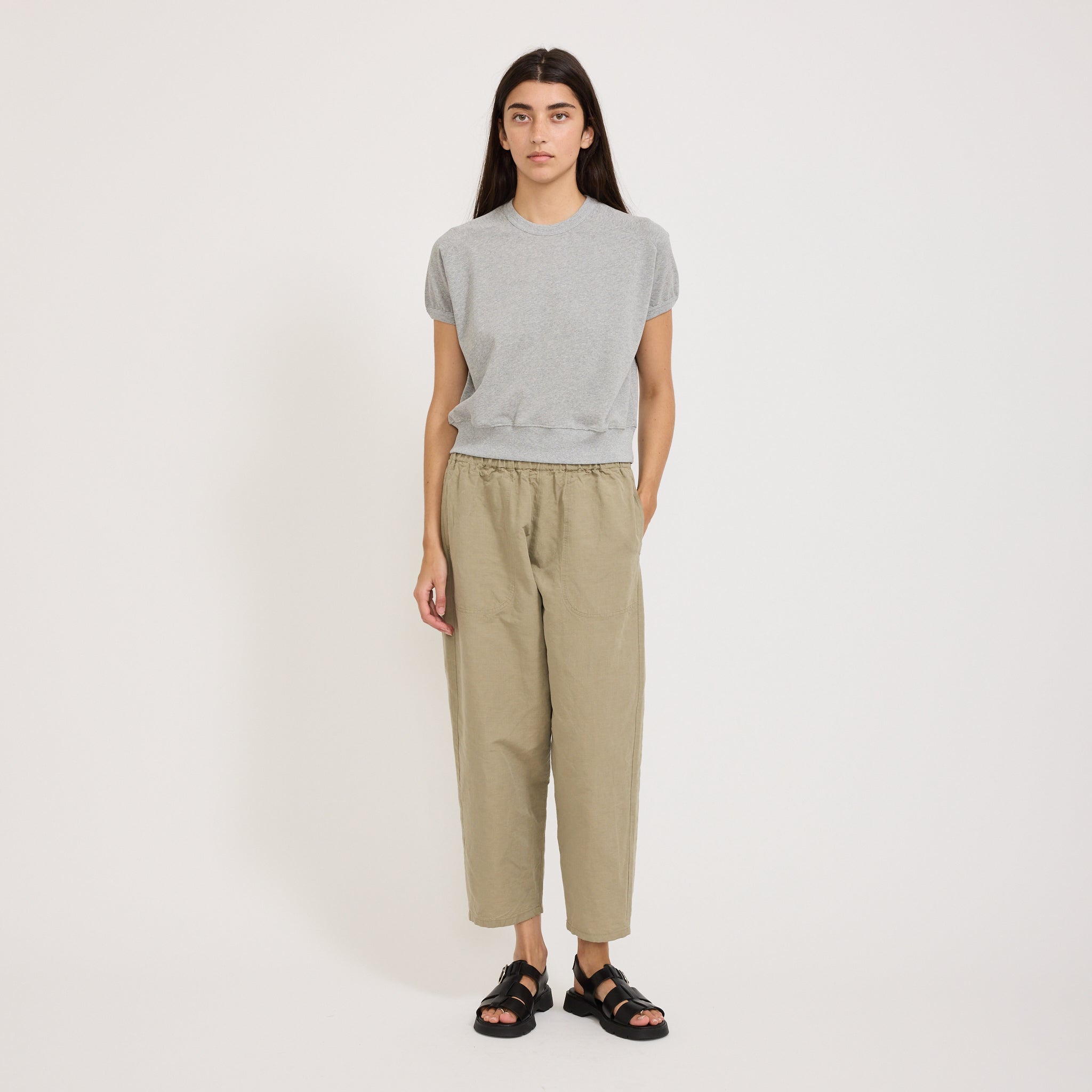 Danton | Womens Easy Pants Cotton/Linen Weather Cloth Olive | Maplestore