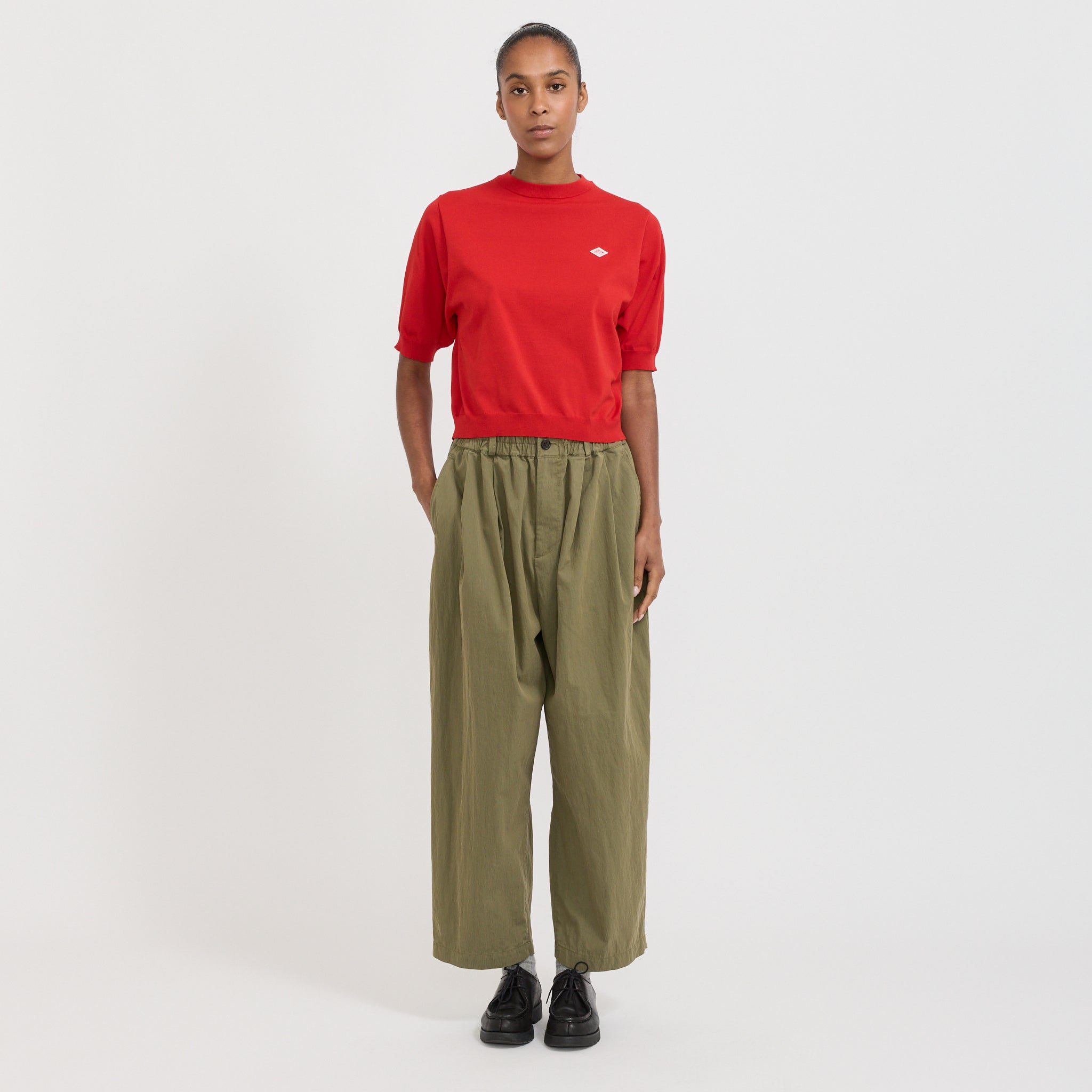 Danton | Womens Easy Pants Cotton/Nylon Twill Olive | Maplestore