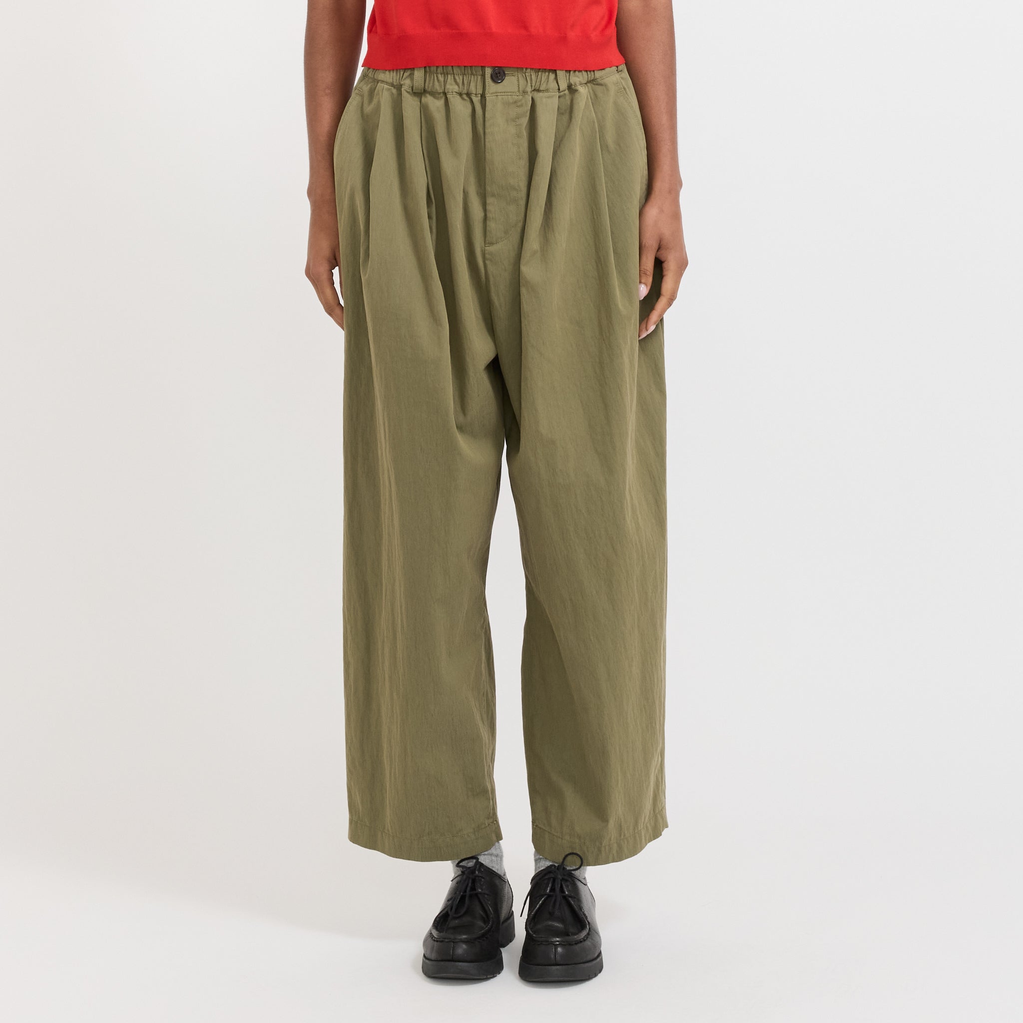 Womens Easy Pants Cotton/Nylon Twill Olive | Maplestore